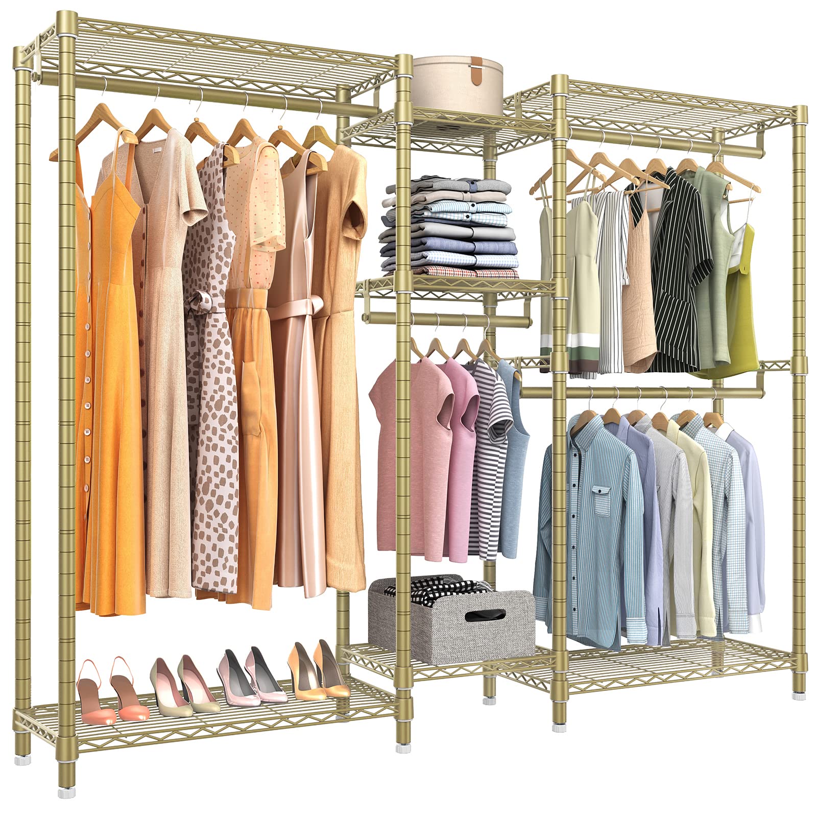 Vipek V6 Wire Garment Rack Heavy Duty Clothes Rack With 7 Adjustable Shelves & 4 Hanging Rods, Compact Diy Metal Clothing Rack 7