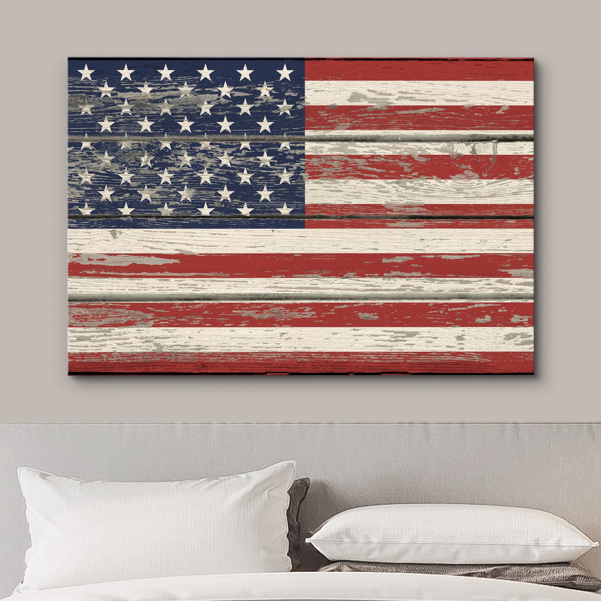 Wall26 Canvas Print Wall Art United States Flag On Vintage Retro Wood Panels Pop Culture Cultural Digital Art Modern Art Traditi
