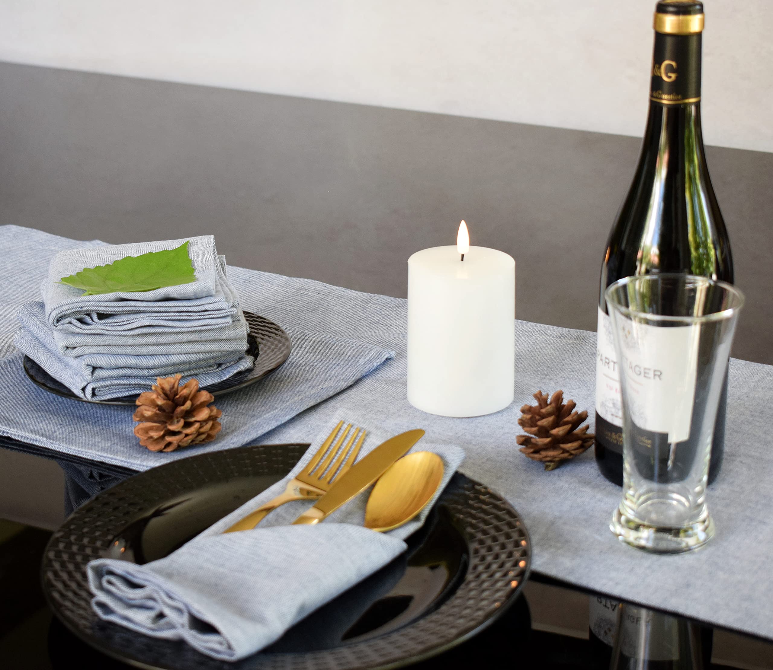 Yourtablecloth Chambray Table Runner (Blue, 14 X 108)