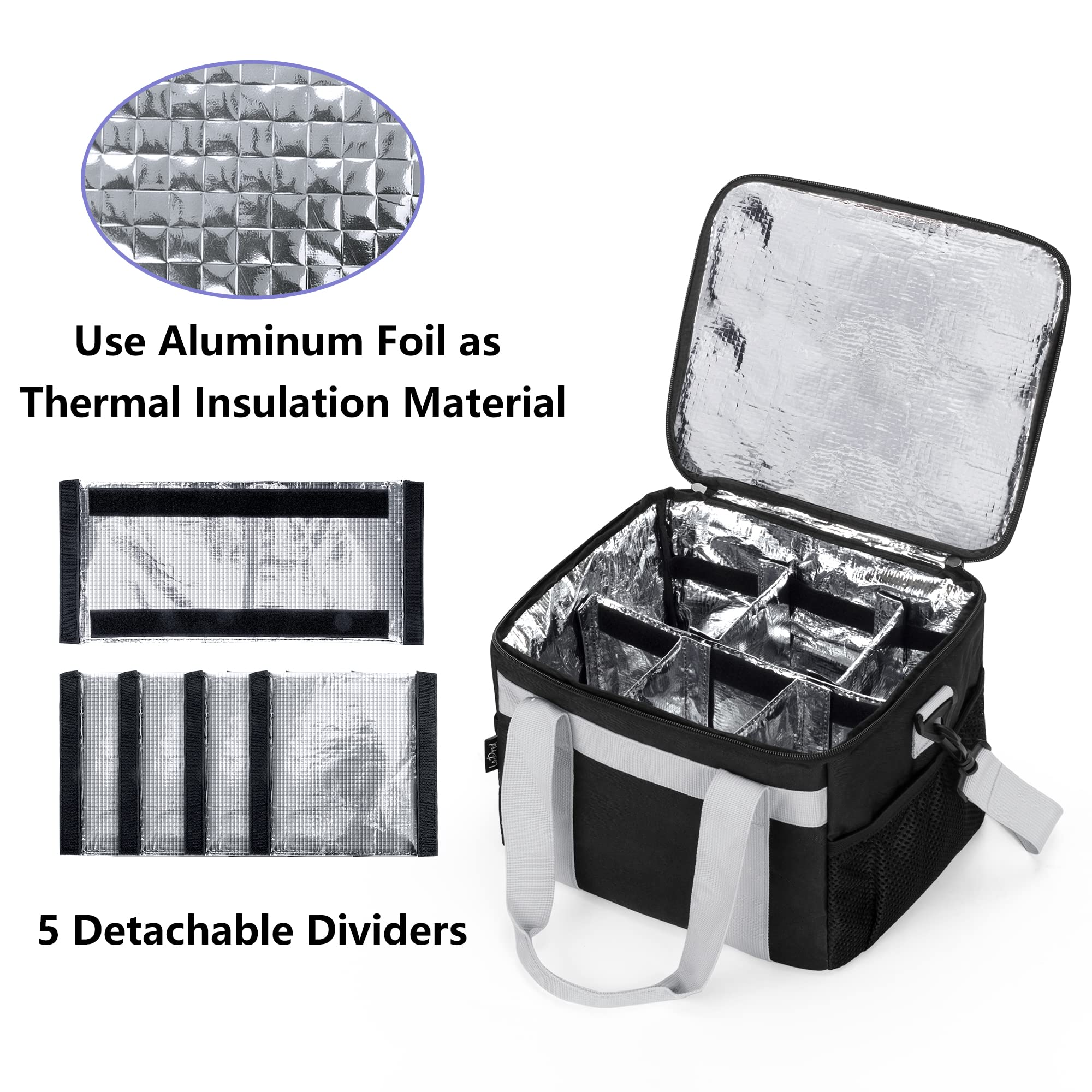 Lodrid Reusable 6 Cups Drink Carrier For Delivery With 2 Handles, Insulated Cup Holder Caddy With Removable Dividers And Shoulde