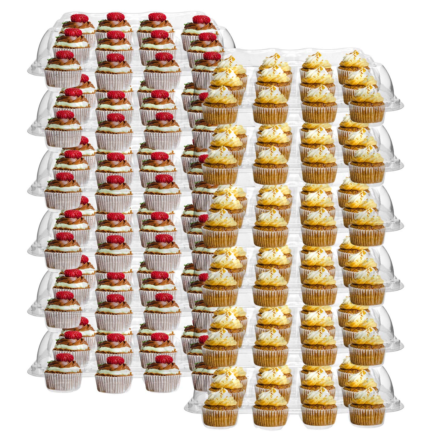Hedume 12 Pack Cupcake Carrier, 12 Counts Stackable Cupcake Boxes, Clear Cupcake Container With Detachable Lid For Cupcakes, Muf