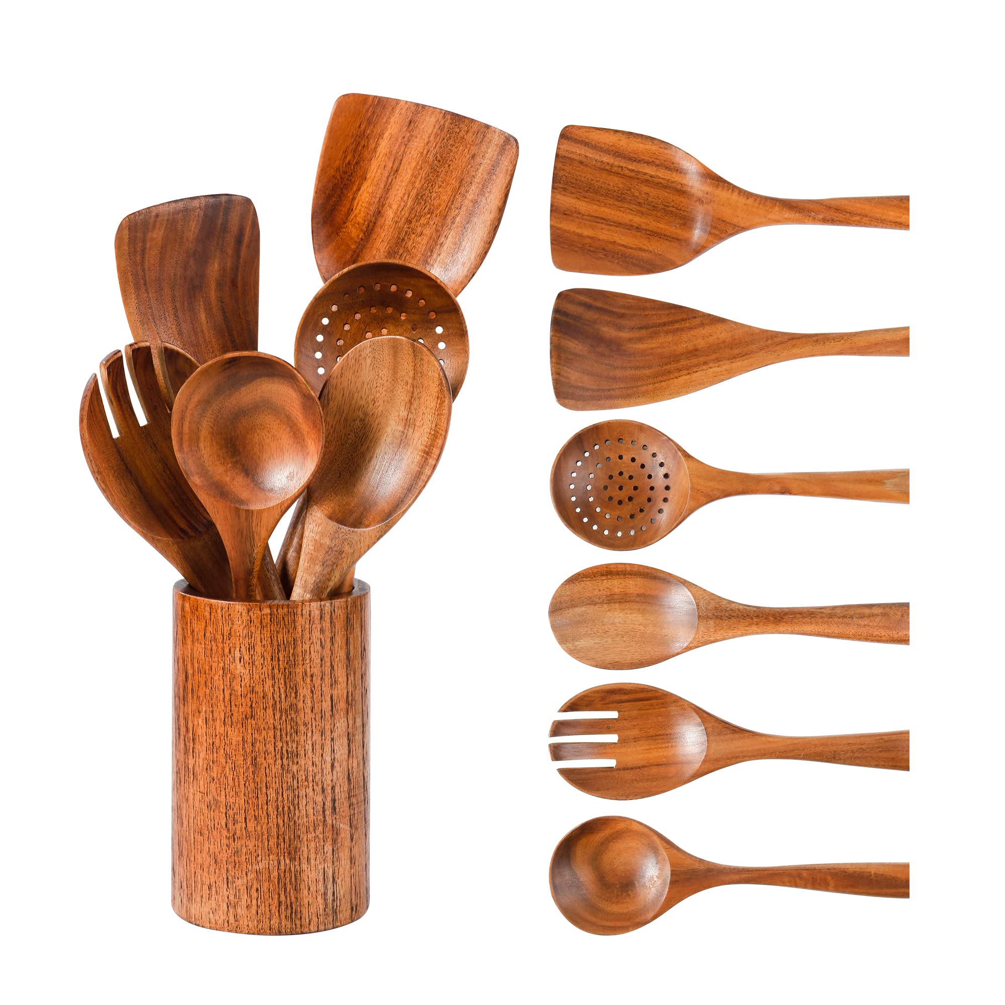 Kitchen Utensils Set, Nayahose Wooden Spoons For Cooking Non-Stick Pan Kitchen Tool Wooden Cooking Spoons And Wooden Utensil Sto