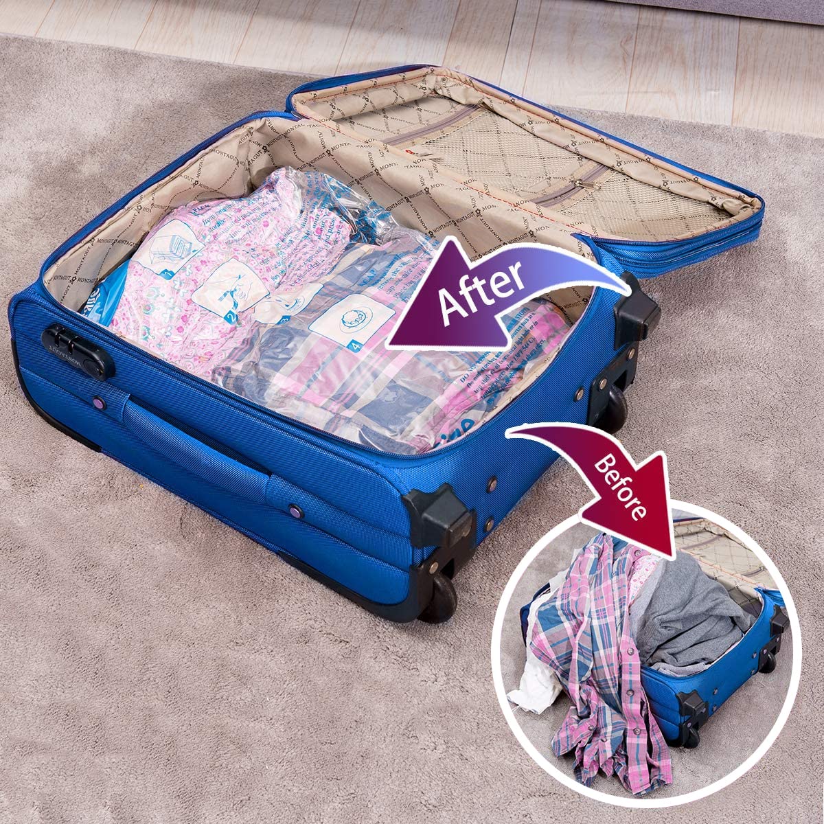 Vacuum Storage Bags   Small Space Saver Sealer Bags   Airtight Compression Bags for Clothes  Pillows  Comforters  Blankets  Beddings  Pack of 10