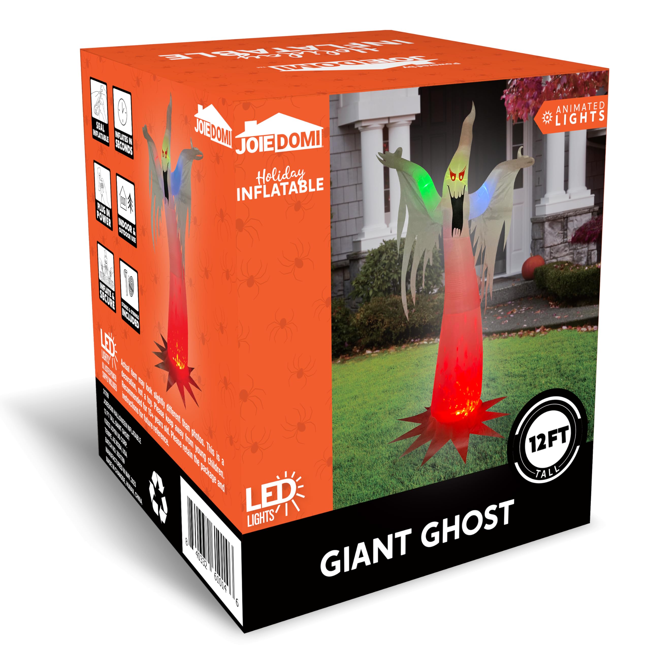 Joiedomi 12 FT Tall Halloween Inflatables Outdoor Decoration, Inflatable Ghost Decor Outdoor with Fire Flame Light, Blow Up Ghos