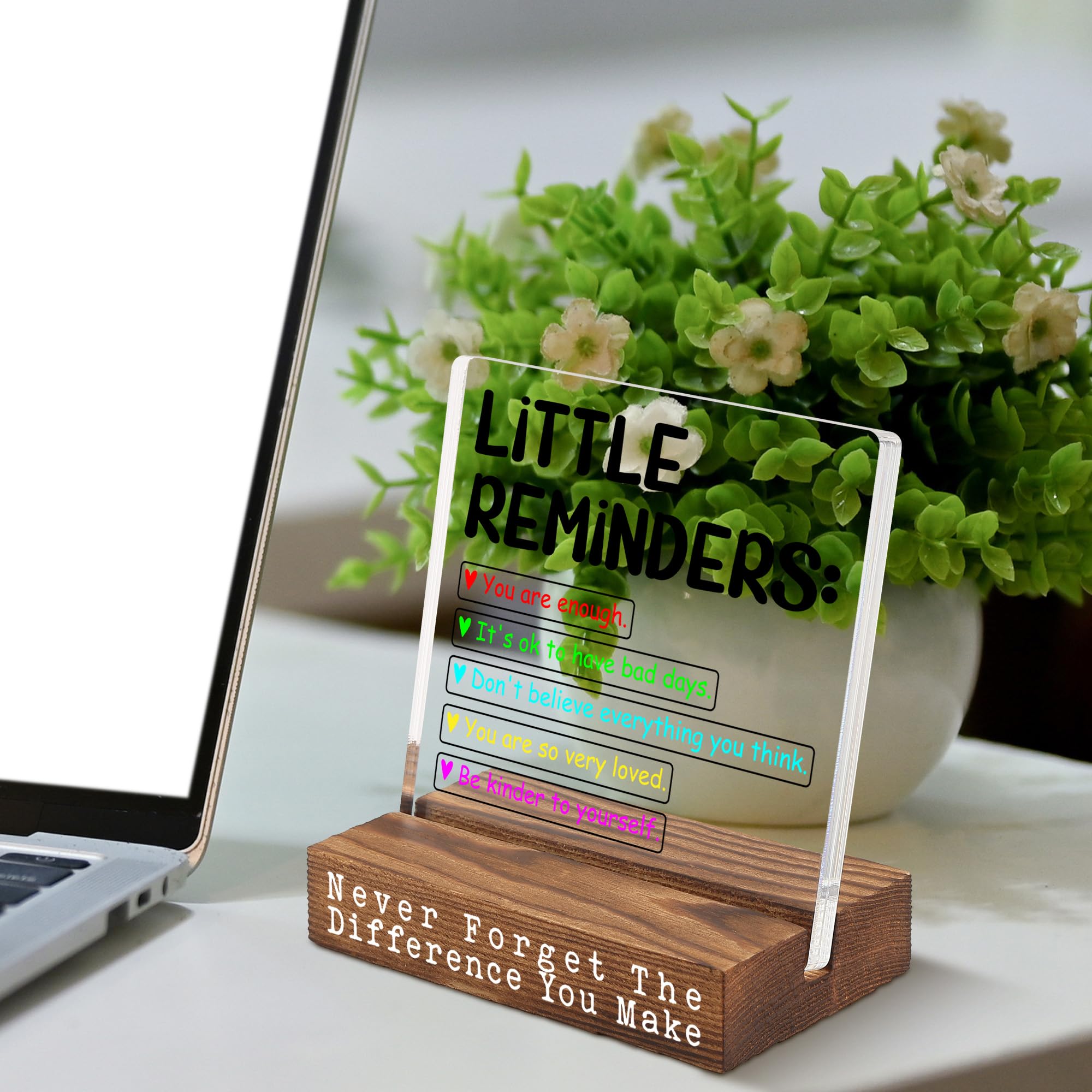 Little Reminders Acrylic Desk Sign for Women Men, Positive Affirmation Gift for Coworker Friend Teen, Mental Health Inspirationa