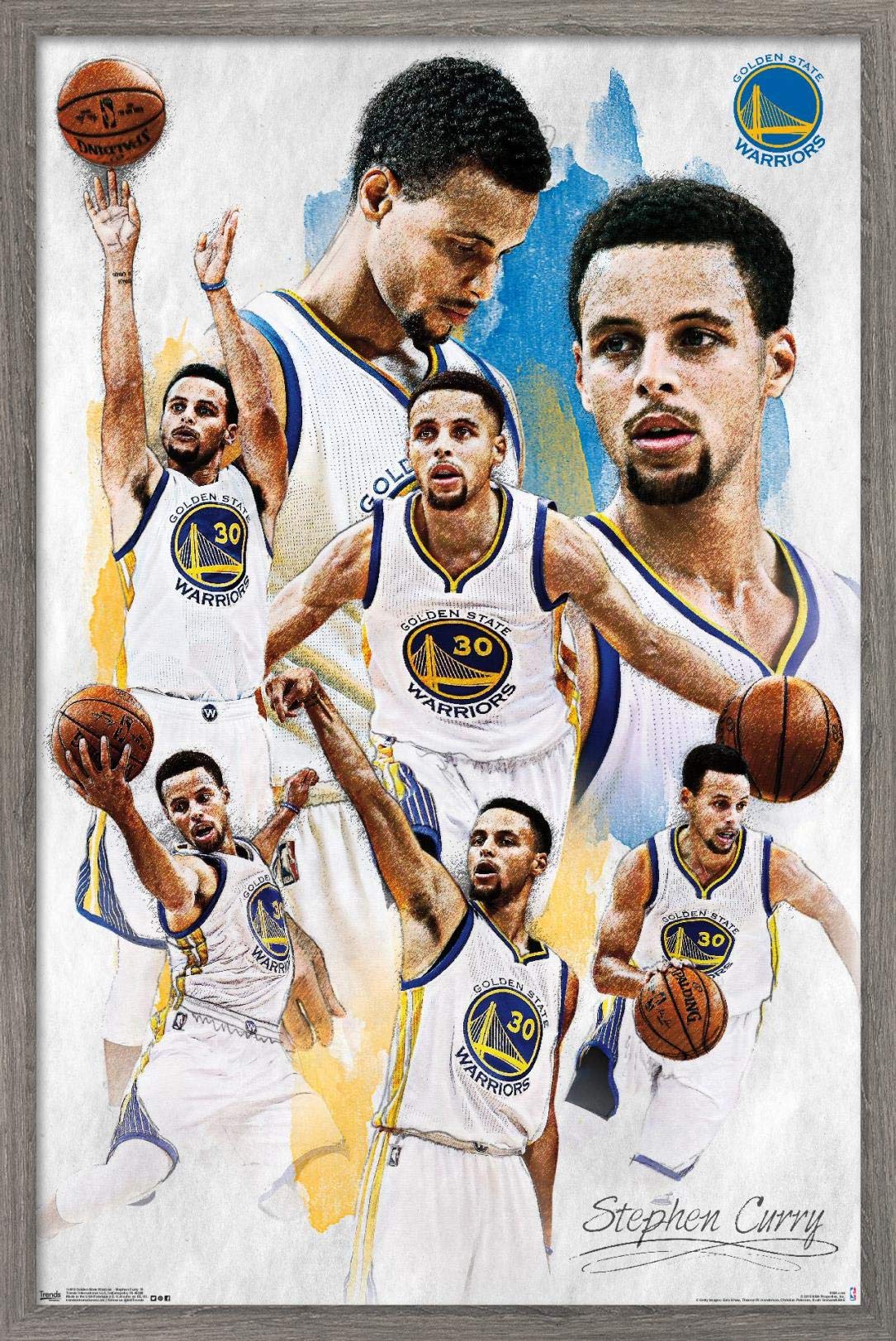 Trends International Nba Golden State Warriors - Stephen Curry 16 Wall Poster, 22.375'' X 34'', Barnwood Framed Version