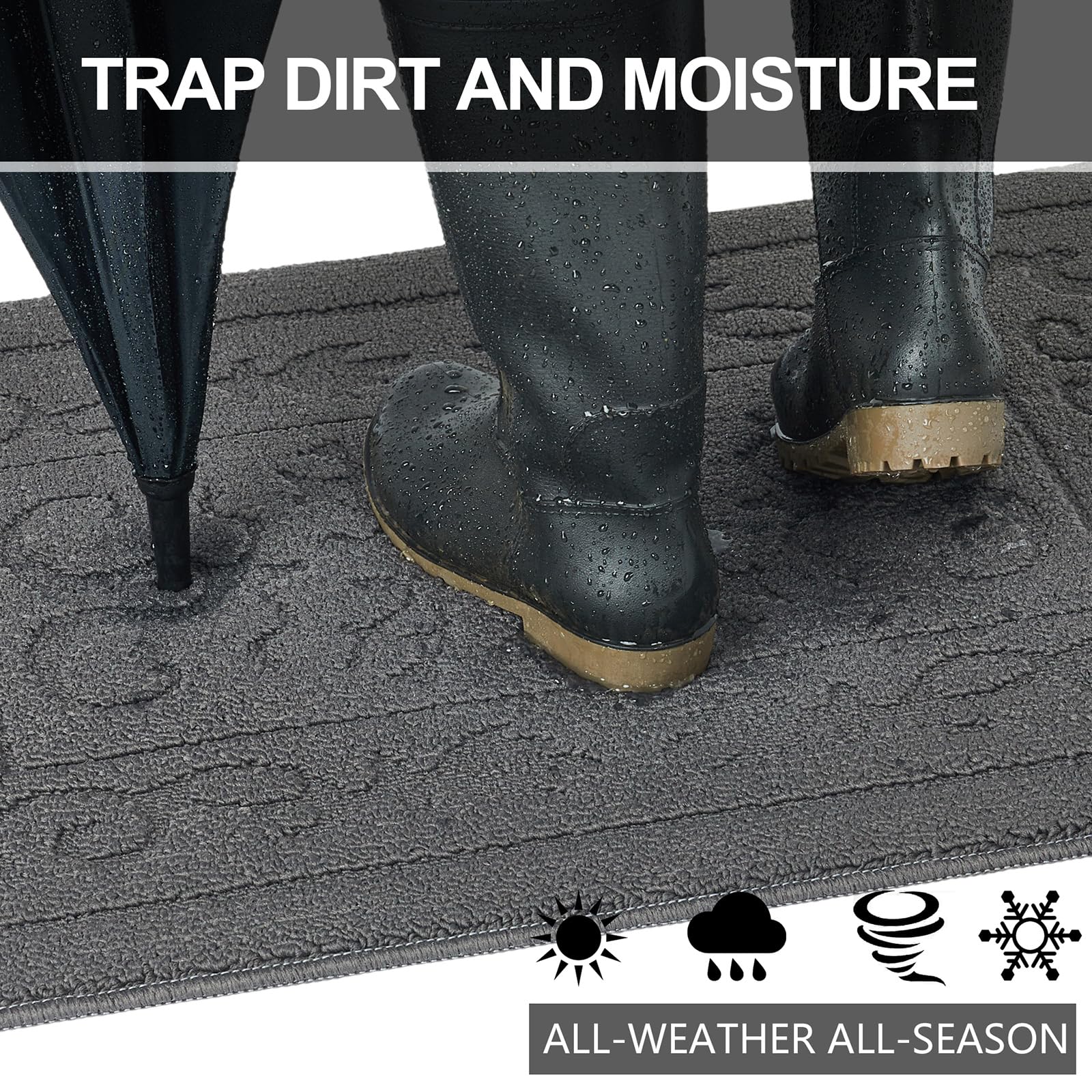 Foneyi Indoor Door Mat, Front Back Door Mat 32'' X 48'' Non-Slip Rubber Backing Door Rug, Machine Washable Entry Rug, Low Profil