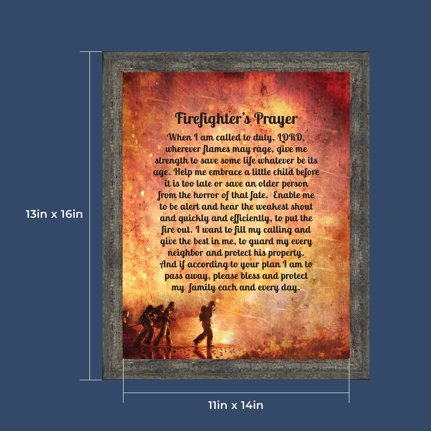 Crossroads Home D  Cor Firemans Prayer Picture Frame, Firefighter Decor, Firefighter Graduation Present, 2104Bw