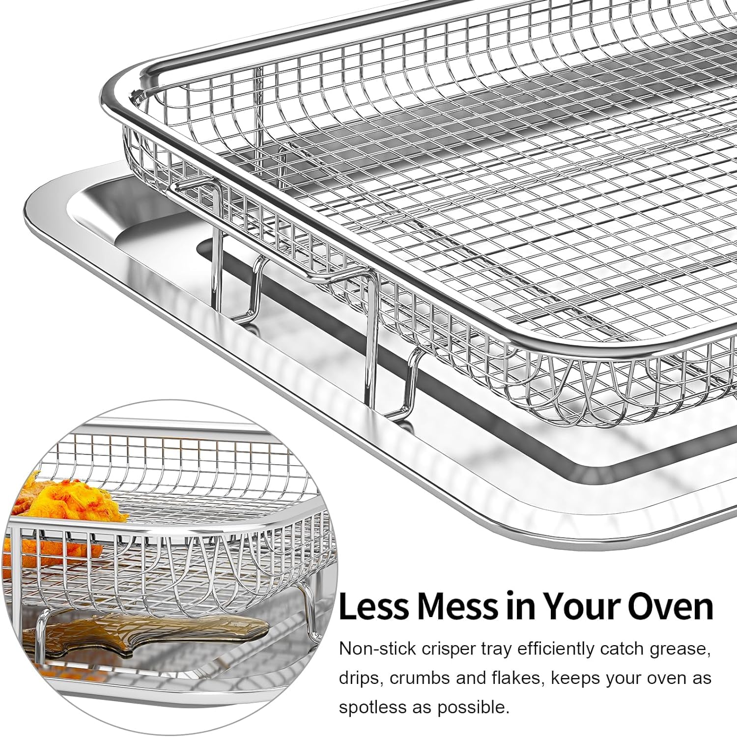 Air Fryer Basket For Oven, Openice 15.6'' X 11.6'' Large Air Fryer Basket And Pan With 30Pcs Parchment Papers, Stainless Steel O