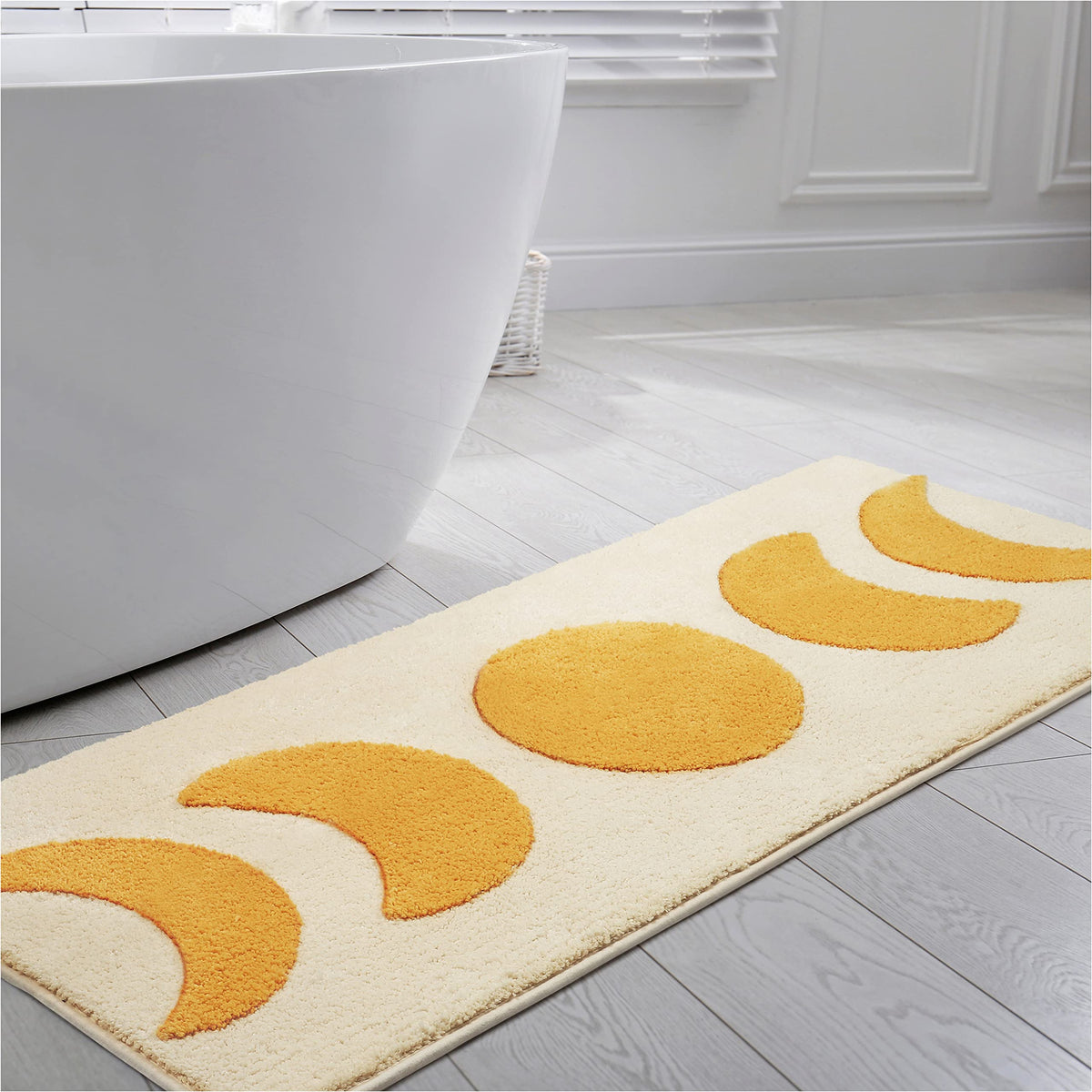 Moon Bath Mat, 52.5 X 20.5'' Witchy Rug - Non Slip & Water Absorbent Half Moon Bathroom Rug - Boho Bathroom Rug Runner With Moon