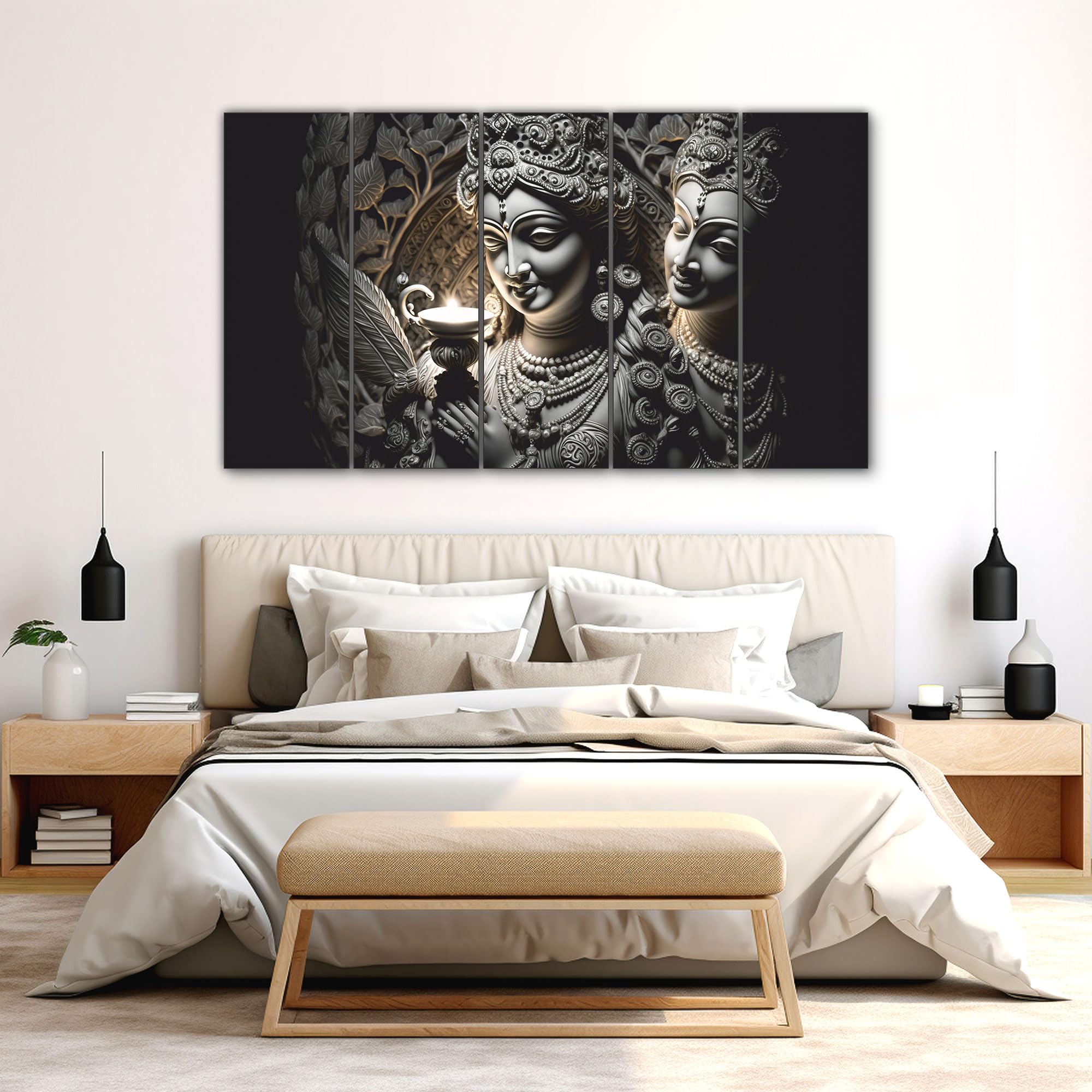 The Castle Decor Radha.krishan painting with frame 5 Big Size (27x48) Wall Art for living room,Bedroom,Drawing room,Hotels-Digit