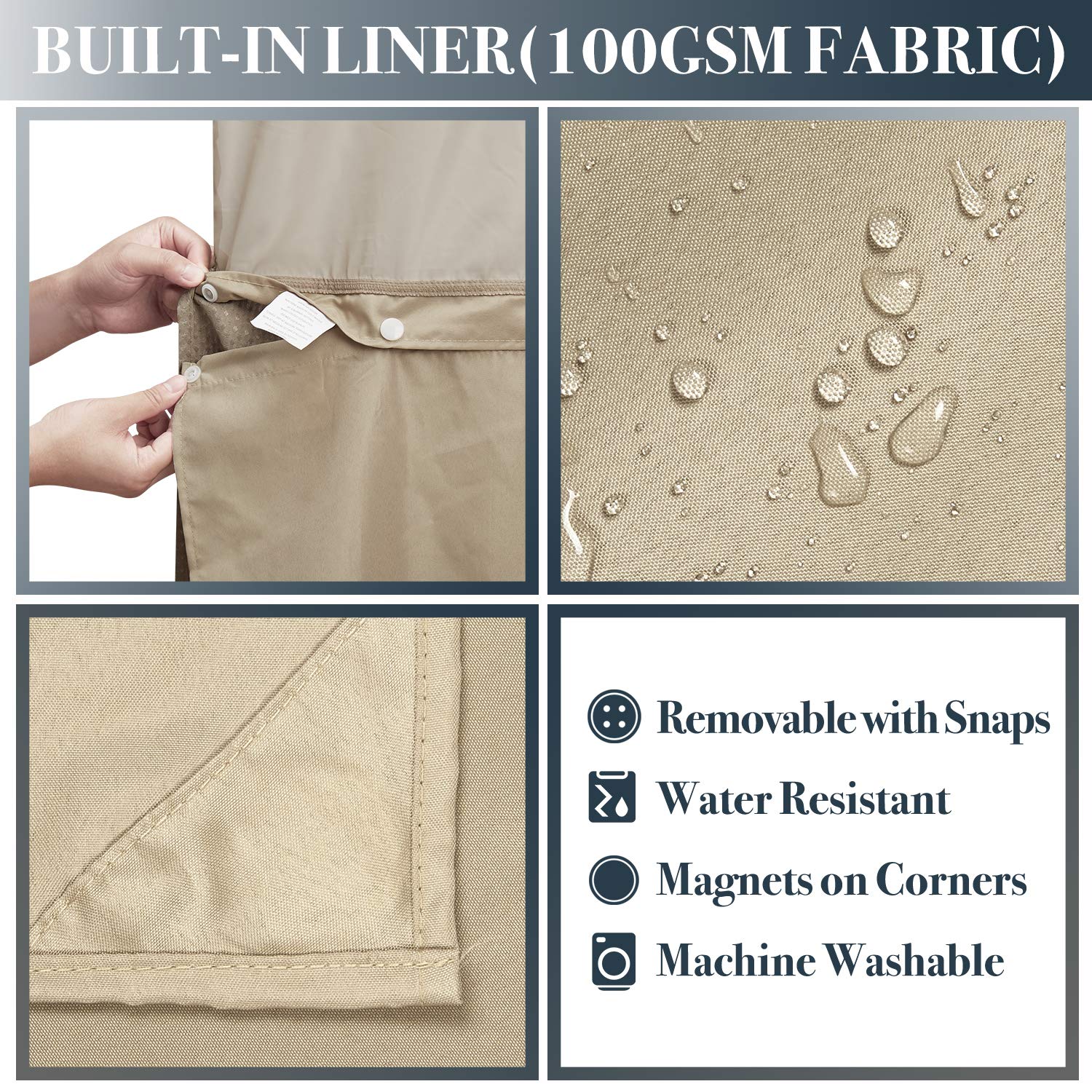 N&Y HOME Waffle Weave Shower Curtain with Snap-in Fabric Liner Set  12 Hooks Included - Hotel Style  Water-Repellent & Washable  Mesh Top Window - 71x72  Linen