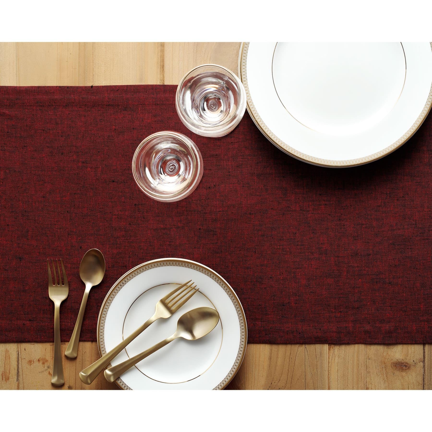 Solino Home Linen Red Garnet Table Runner 156 Inches Long - Athena, 100% Pure Linen 14 x 156 Inch Table Runner for Fall, Autumn,