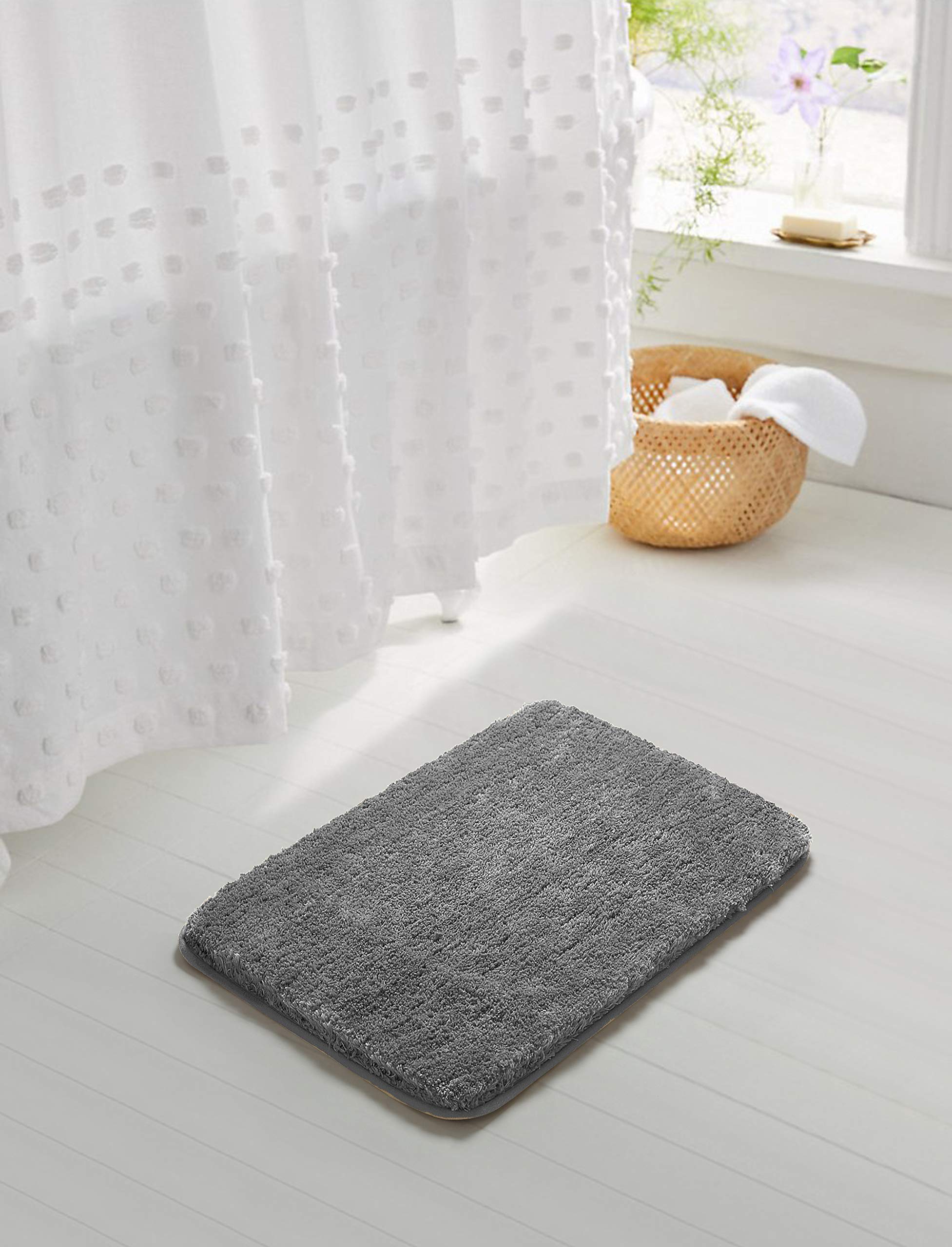 Suchtale Bath Rug For Bathroom Non Slip Bathroom Mat (20 X 32, Dark Grey) Water Absorbent Soft Microfiber Shaggy Bathroom Rug Ma