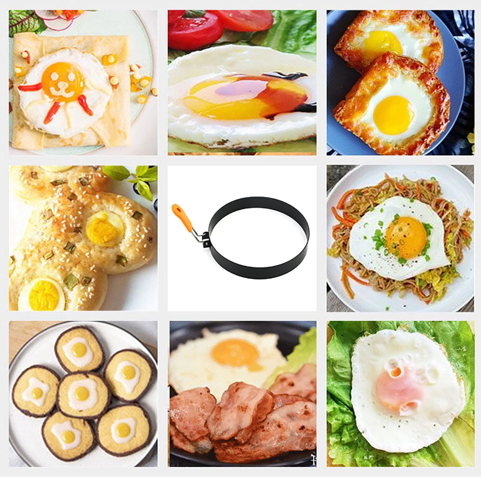 Egg Rings 2 Pack 6'' Pancake Mold Nonstick Round Pancake Egg Mold With Silicone Handle Stainless Steel Frying Eggs Ring For Grid