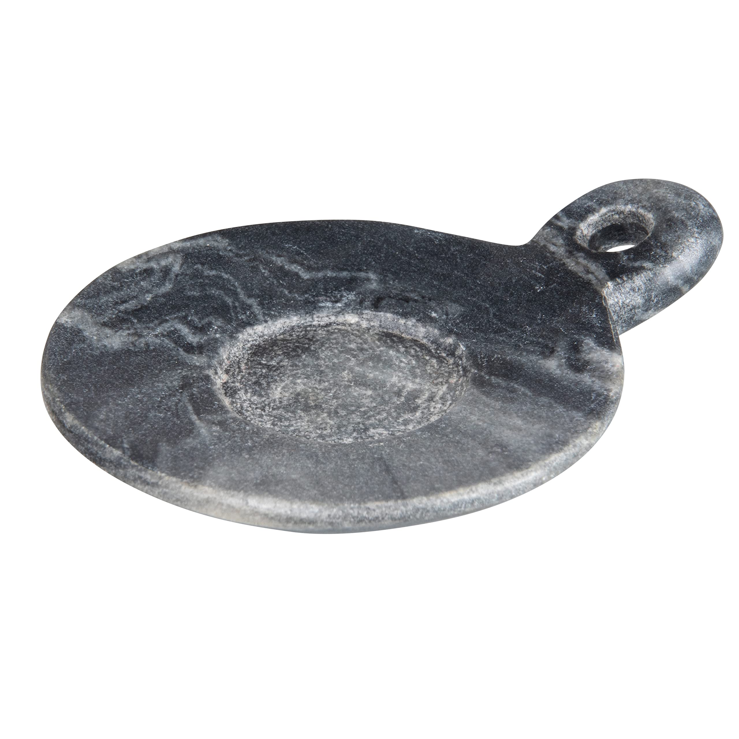 Creative Co-Op Hand-Carved Marble Handle, Grey Dish, 4''