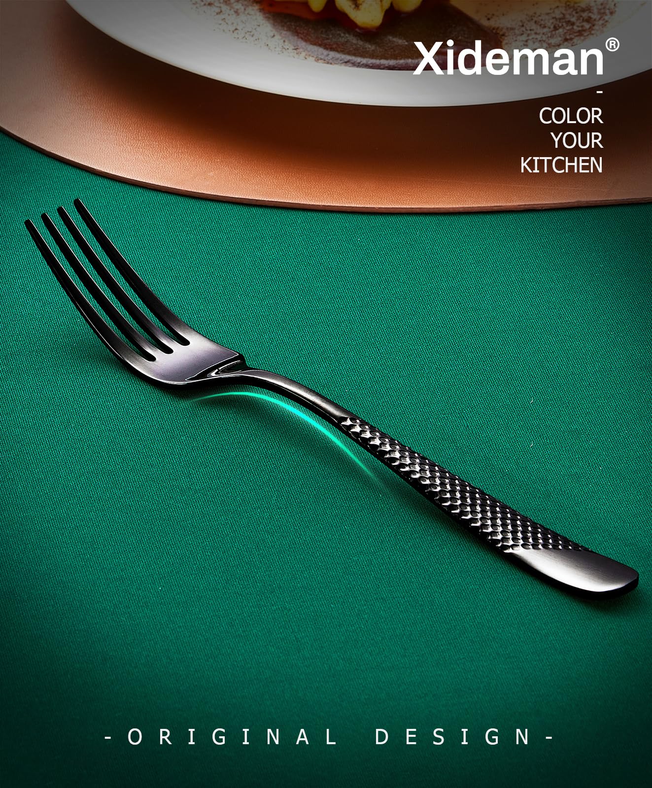 Xideman Black Dinner Forks, 6 Piece 18/10 Stainless Steel Forks, 7.95''Small Serving Forks