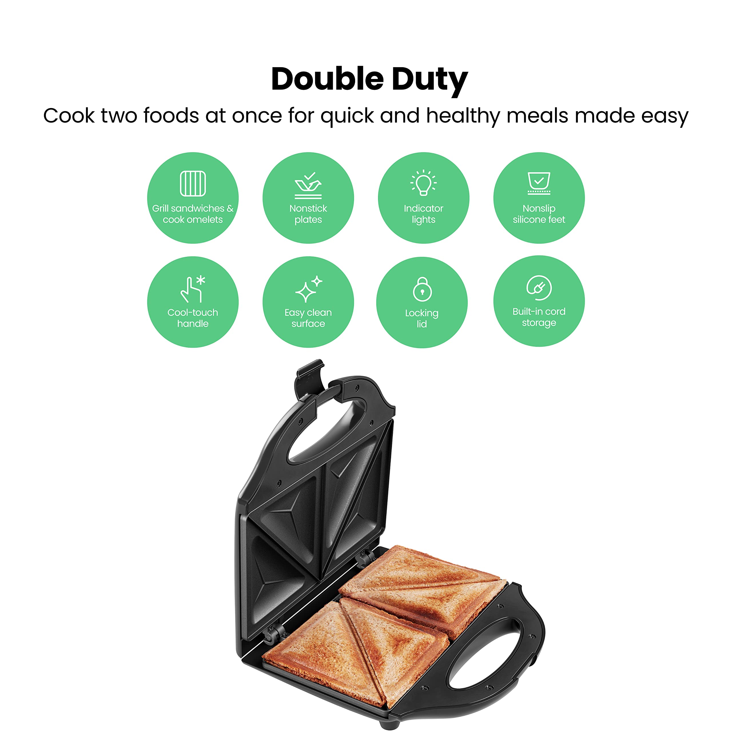Chefman Portable Sandwich Maker, Compact, Nonstick, Electric Omelet Maker, Panini Press, Pocket Sandwich Press, And Quesadilla M