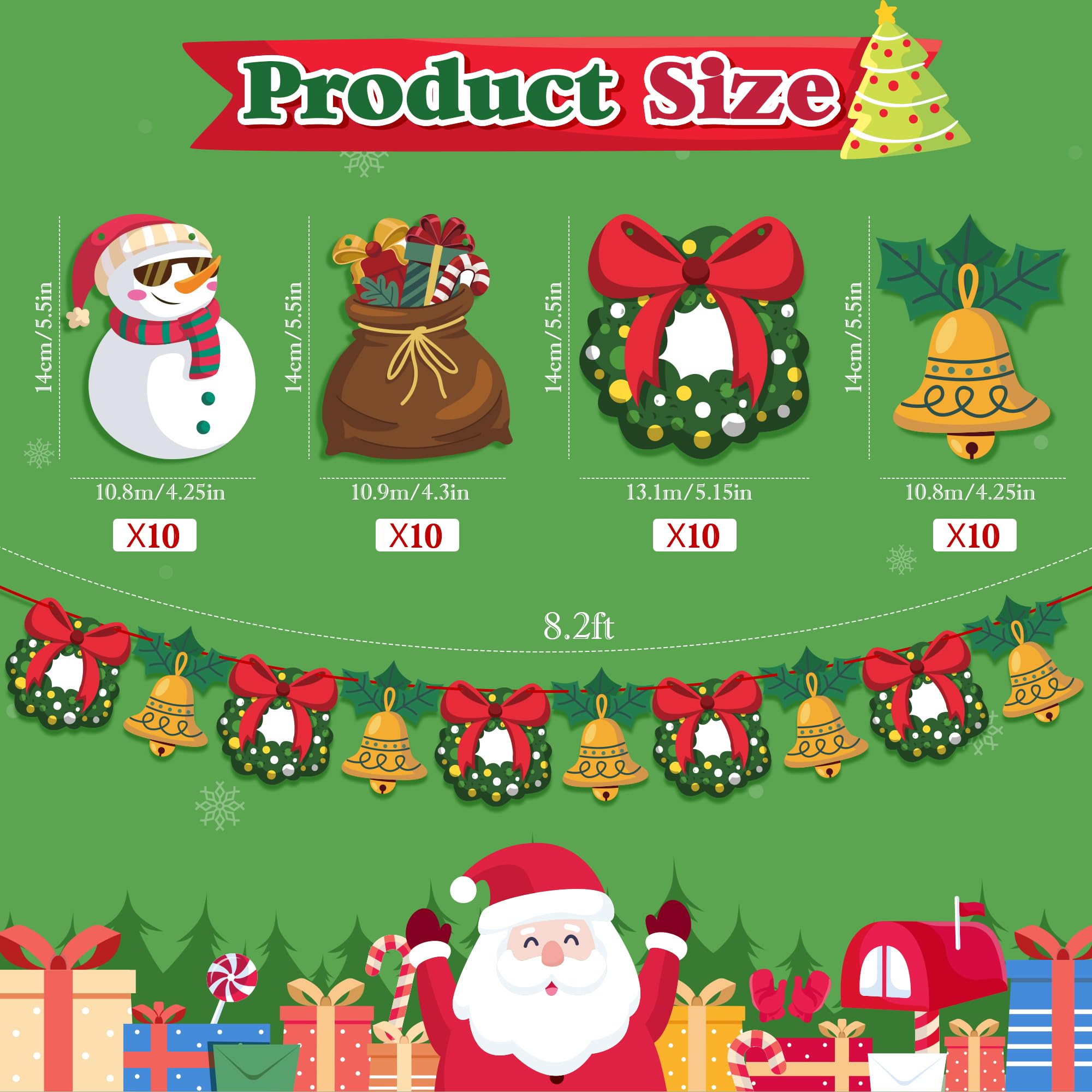 Ohome Christmas Decorations - Christmas Ornaments,40 Pack Christmas Garland | Christmas Tree Decorations For Party,Christmas Bac