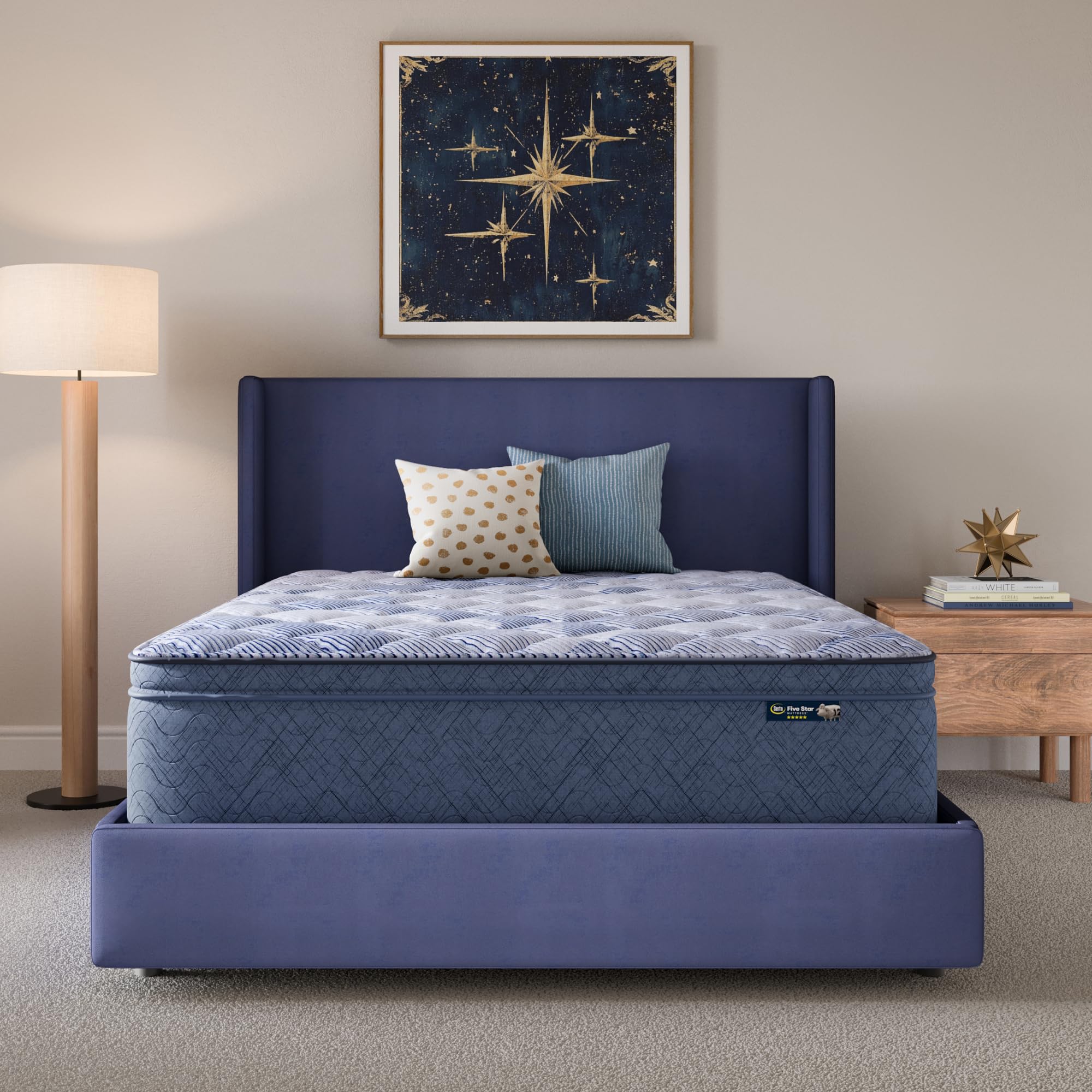 Serta Five Star Mattress Tranquility 16-Inch Plush Pillow Top - King - Zoned Support, Pressure Relief, Cooling Comfort - Made In