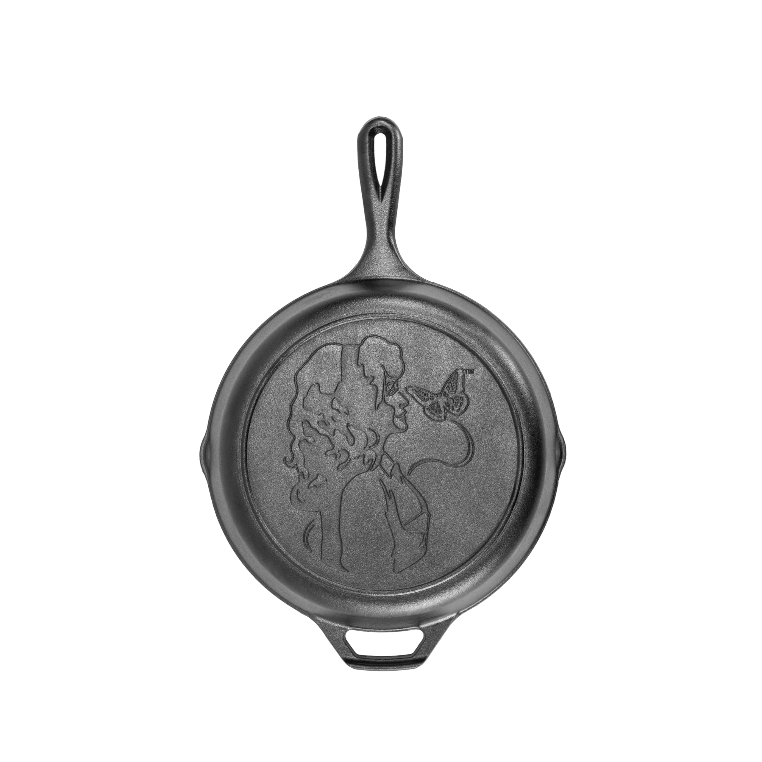 Lodge 10.25 Inch Dolly Parton Pre-Seasoned Cast Iron Stamped Skillet - Signature Teardrop Handle - Use in the Oven, on the Stove