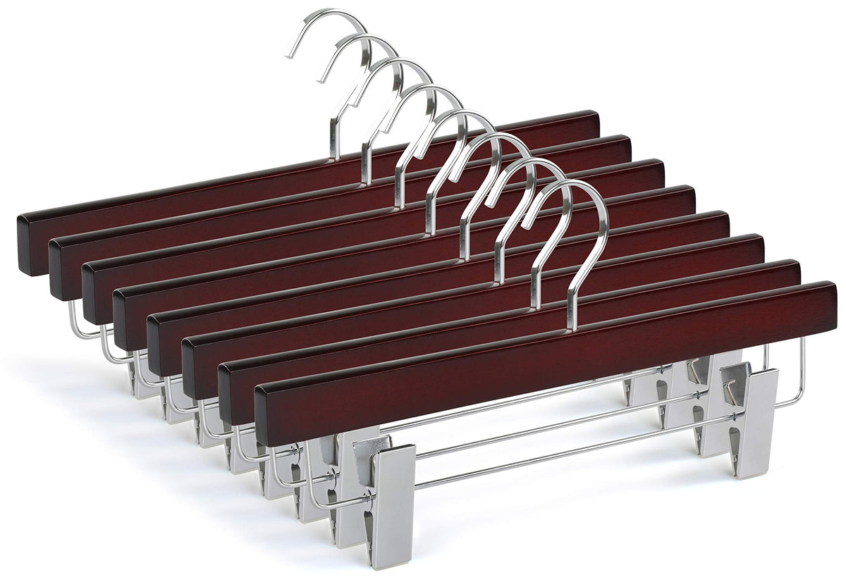 Topia Hanger Pants Hangers, Deluxe Cherry Wood Hangers With Premium Metal Clips And 360 Swivel Anti-Rust Flat Hook, 20-Pack Bout