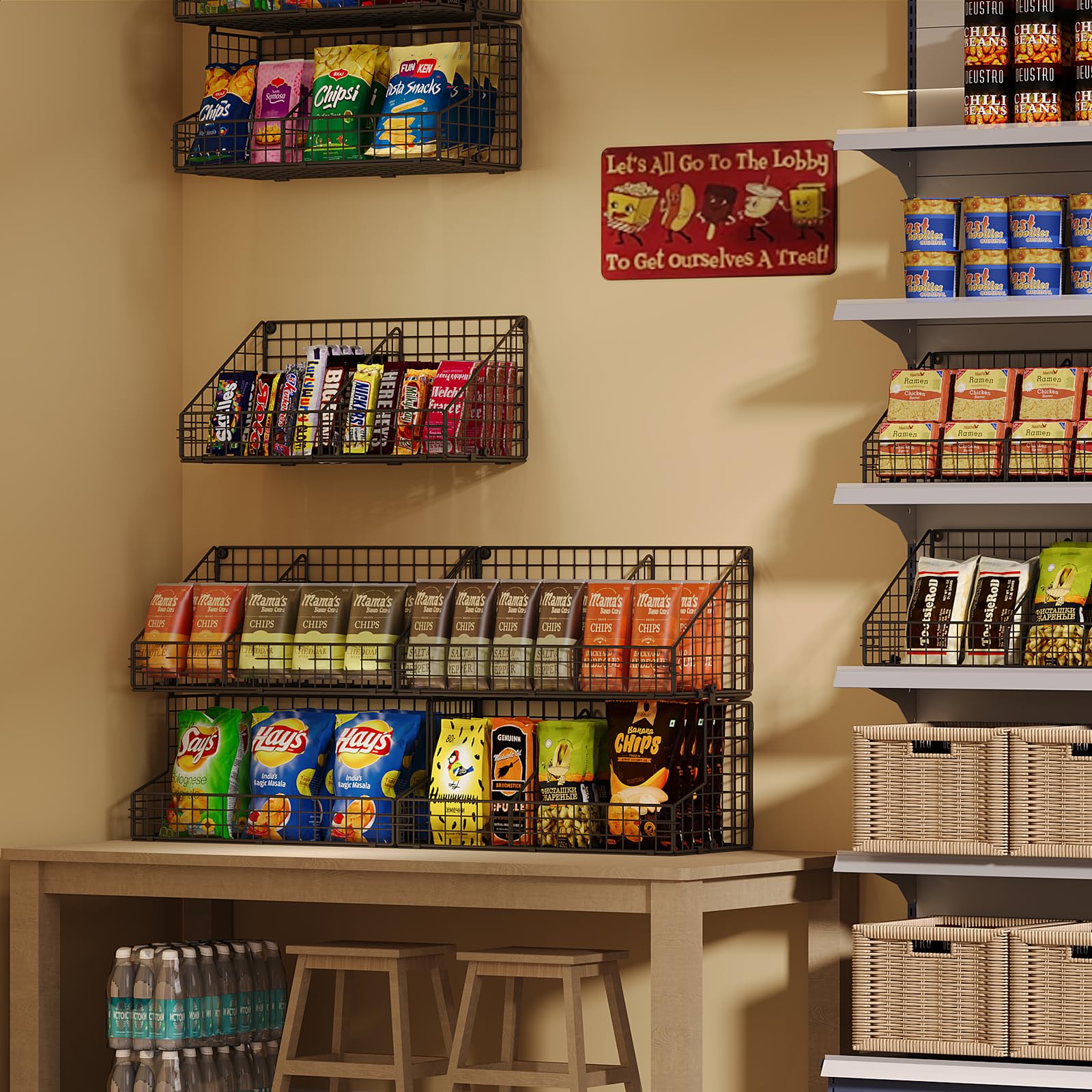 3 Tier Snack Organizer For Pantry Shelf With Divinder Stackable Office Snack Rack Holder Dispenser Countertop Candy Chip Display