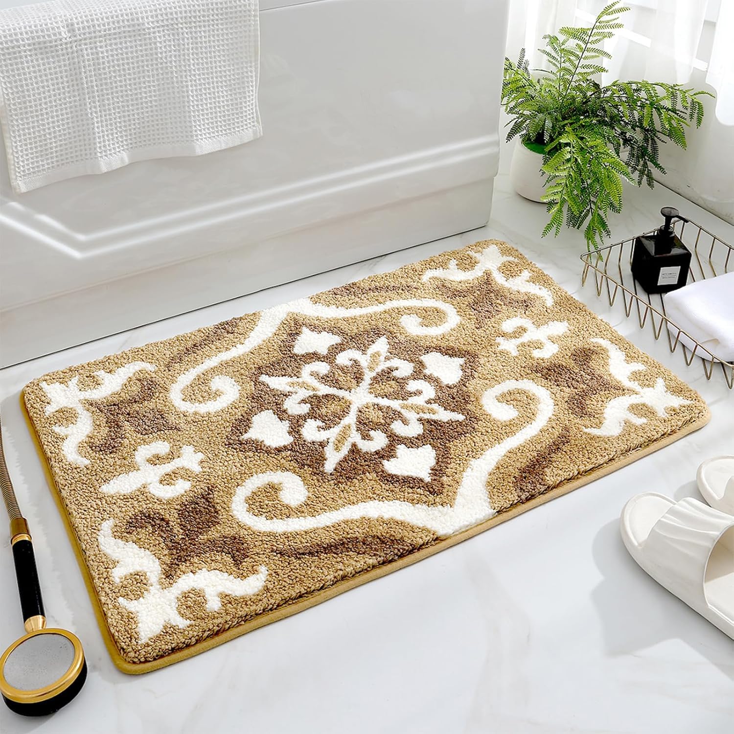 Roseate Adalya (40X60 Cm) Super Absorbent Mats Microfiber 2000 Gsm Mat For Bathroom/Kitchen/Door Mats For Home/Floor Mat (Brown)