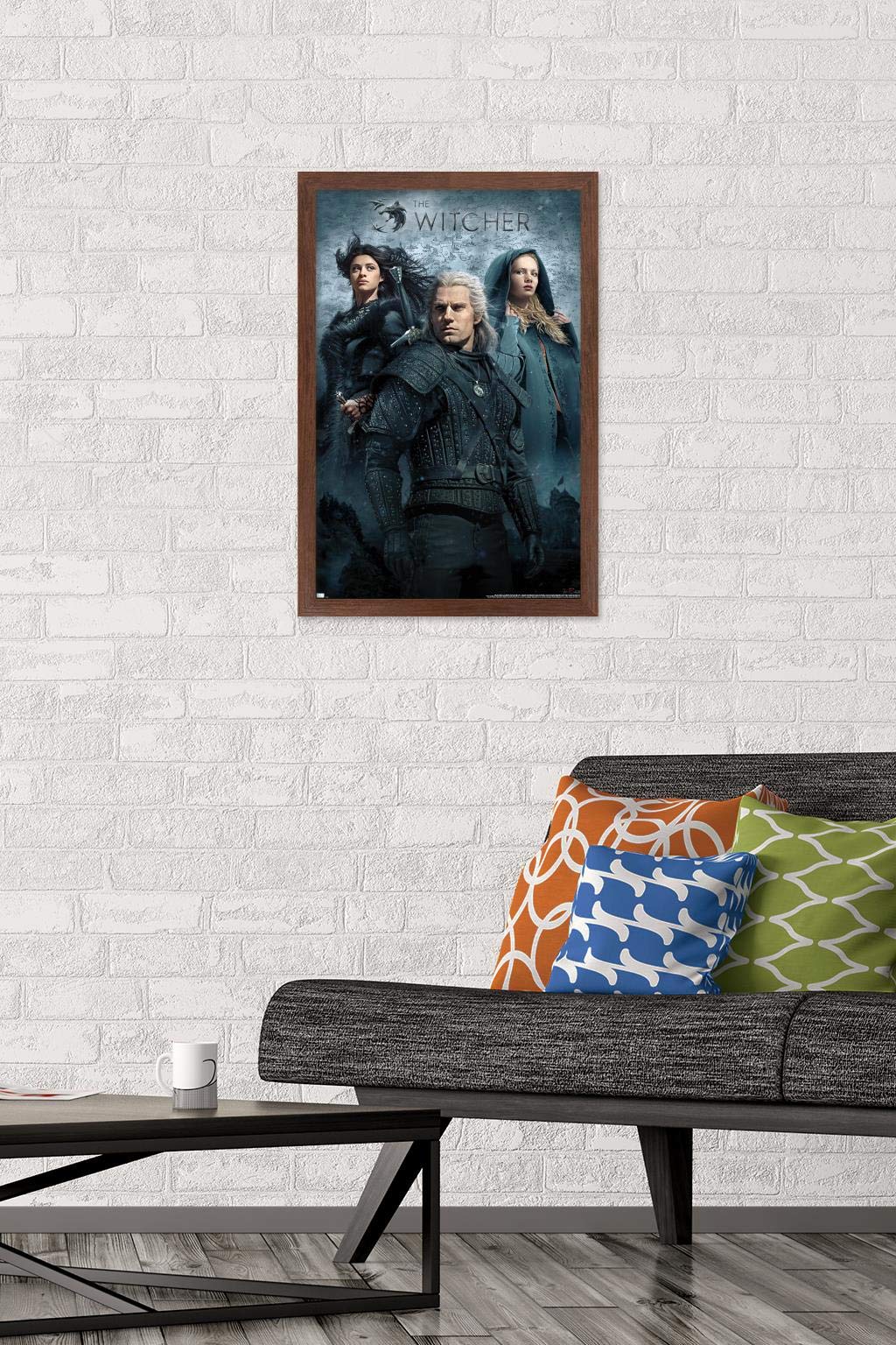Trends International Netflix The Witcher - Key Art Wall Poster, 14.725'' X 22.375'', Mahogany Framed Version