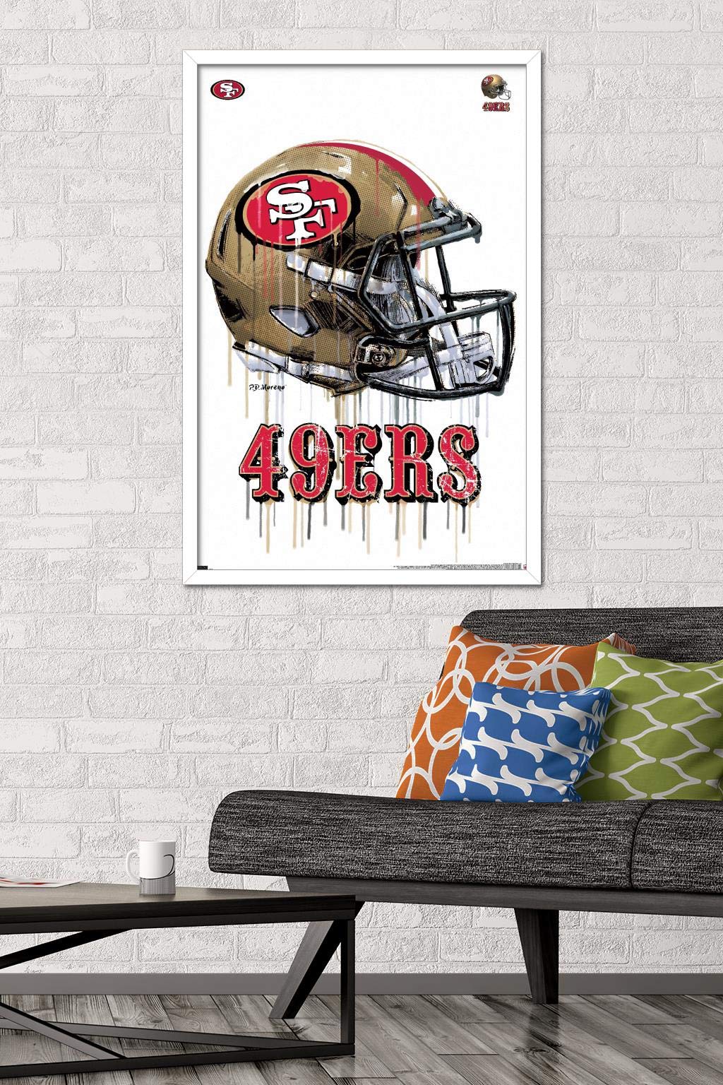 Trends International NFL San Francisco 49ers - Drip Helmet 20 Wall Poster  22.375'' x 34''  White Framed Version