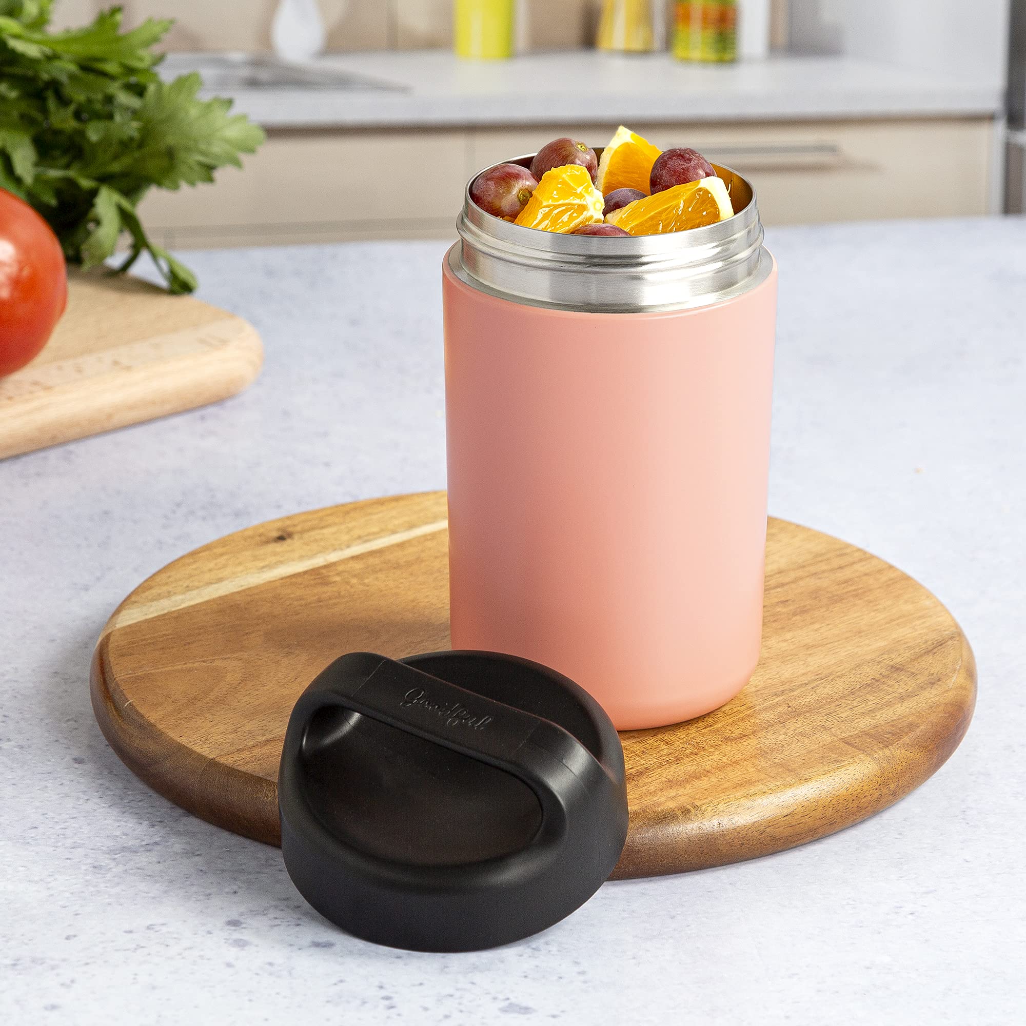 Goodful Stainless Steel Food Jar, Double Wall Vacuum Sealed Insulated Food Storage Container With Carry Handle Lid, 16-Ounce, Bl