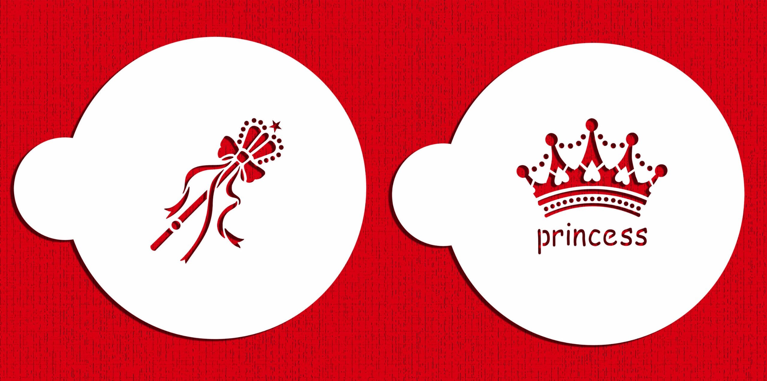 Designer Stencils C296 Princess Crown Cake Stencil, Beige/Semi-Transparent