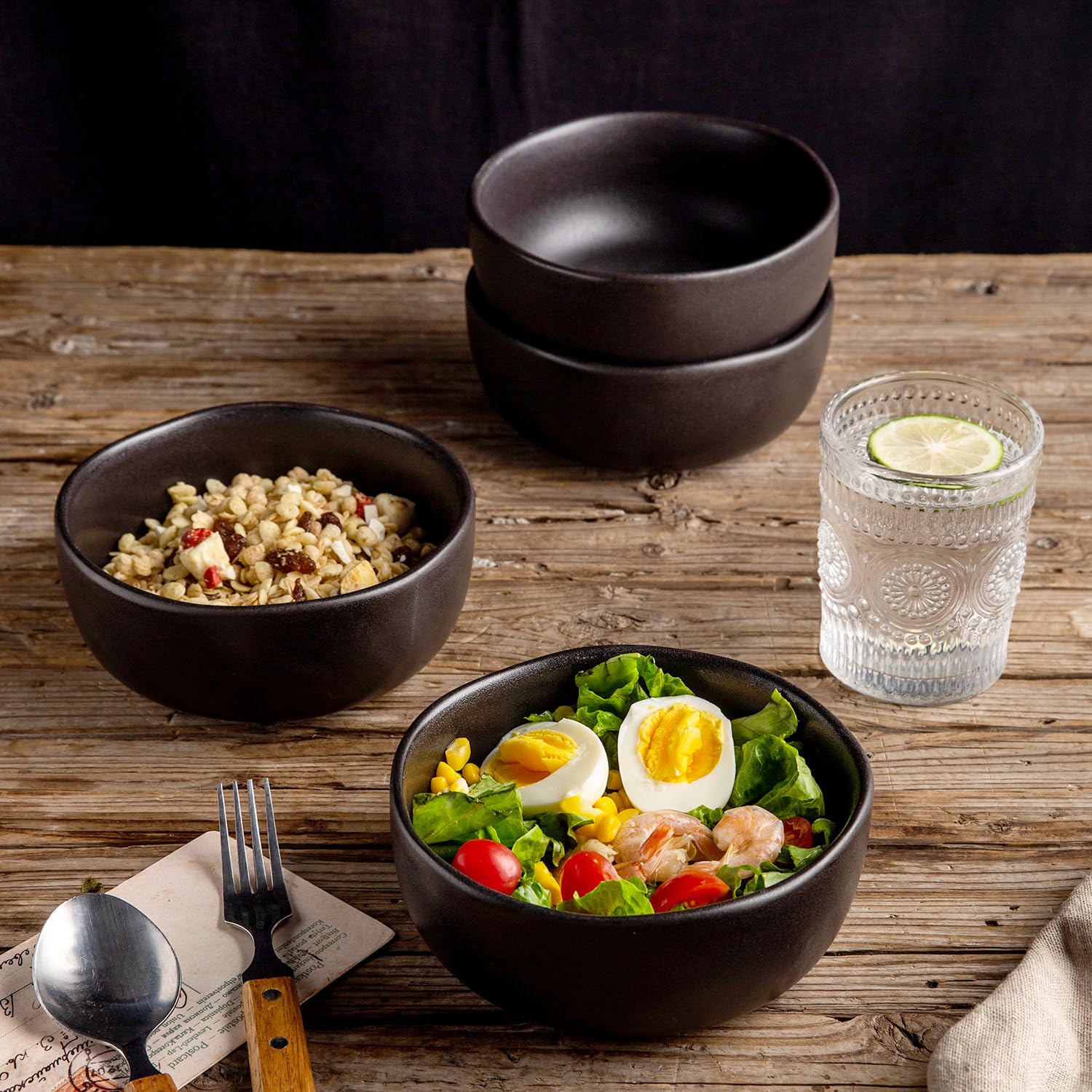 Amorarc Stoneware Cereal Bowls For Kitchen, 28Oz Large Ceramic Soup Bowls Set Of 4 For Meal, Oven, Microwave&Dishwasher Safe Kit