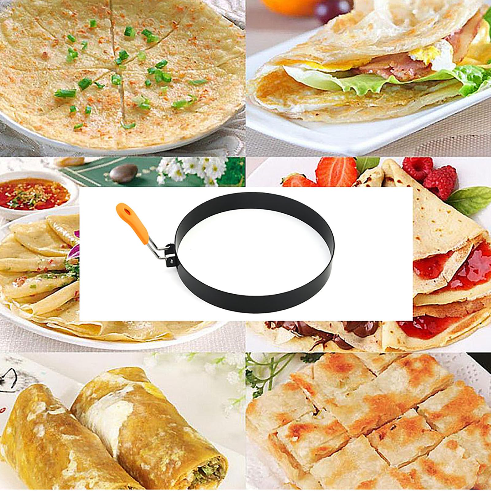 Egg Rings 2 Pack 6'' Pancake Mold Nonstick Round Pancake Egg Mold With Silicone Handle Stainless Steel Frying Eggs Ring For Grid