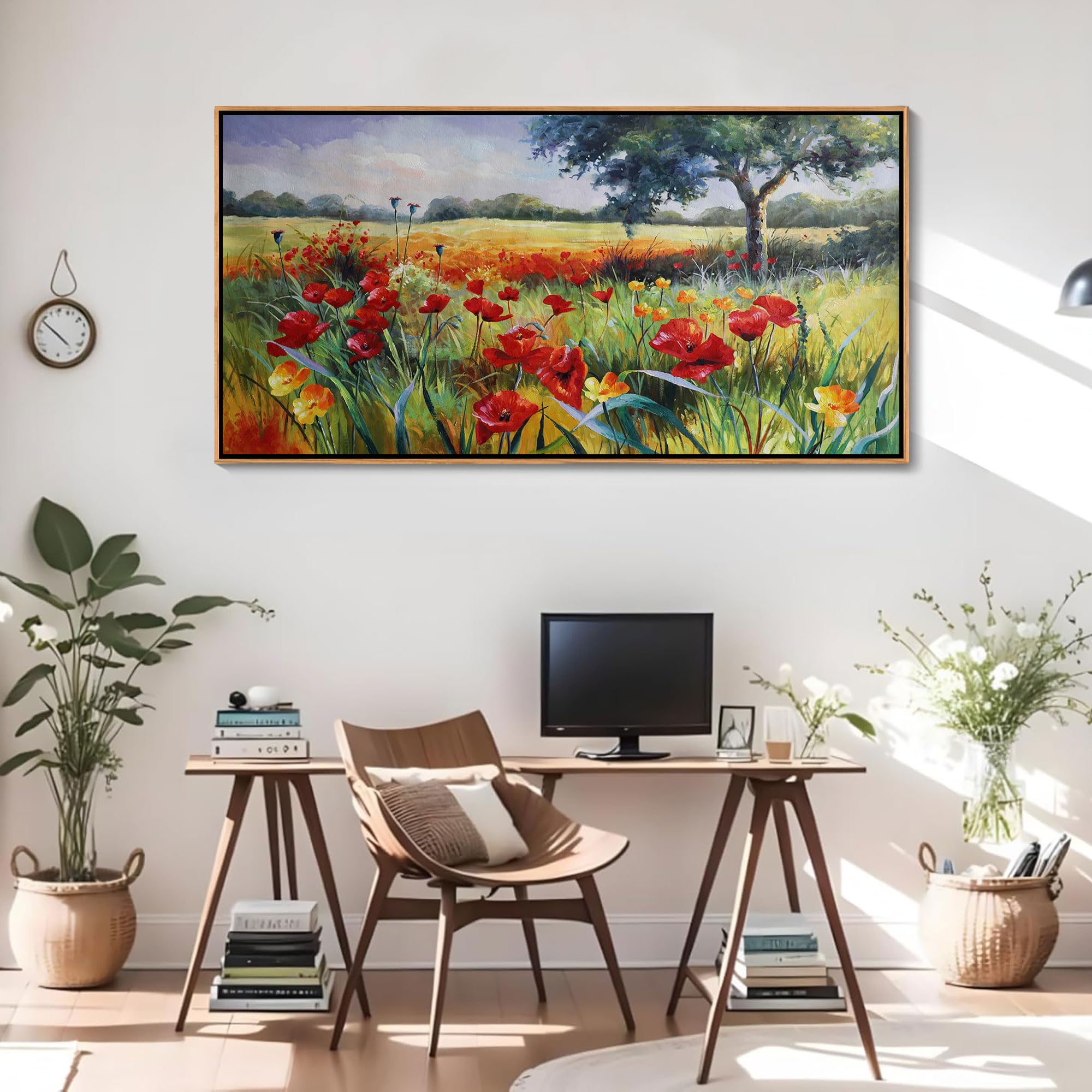 Wall Art For Living Room Wall Decor Large Wall Art Green Tree Red And Yellow Canvas Wall Art Bedroom Canvas Wall Art Framed Wall
