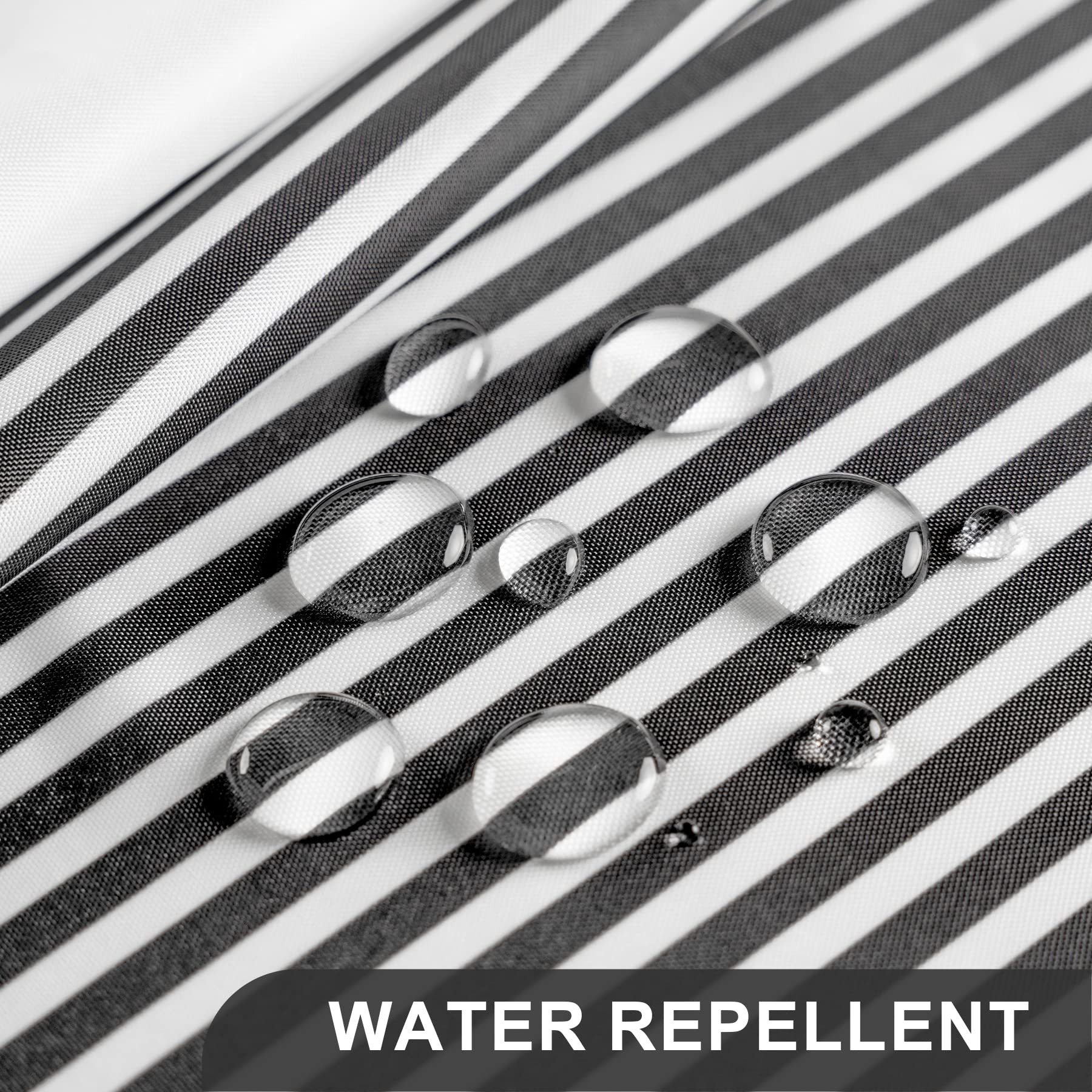 Amazerbath Shower Curtain, Striped Black Fabric Shower Curtain Set With 12 Shower Curtain Hooks, Rustic Cloth Black And White Sh