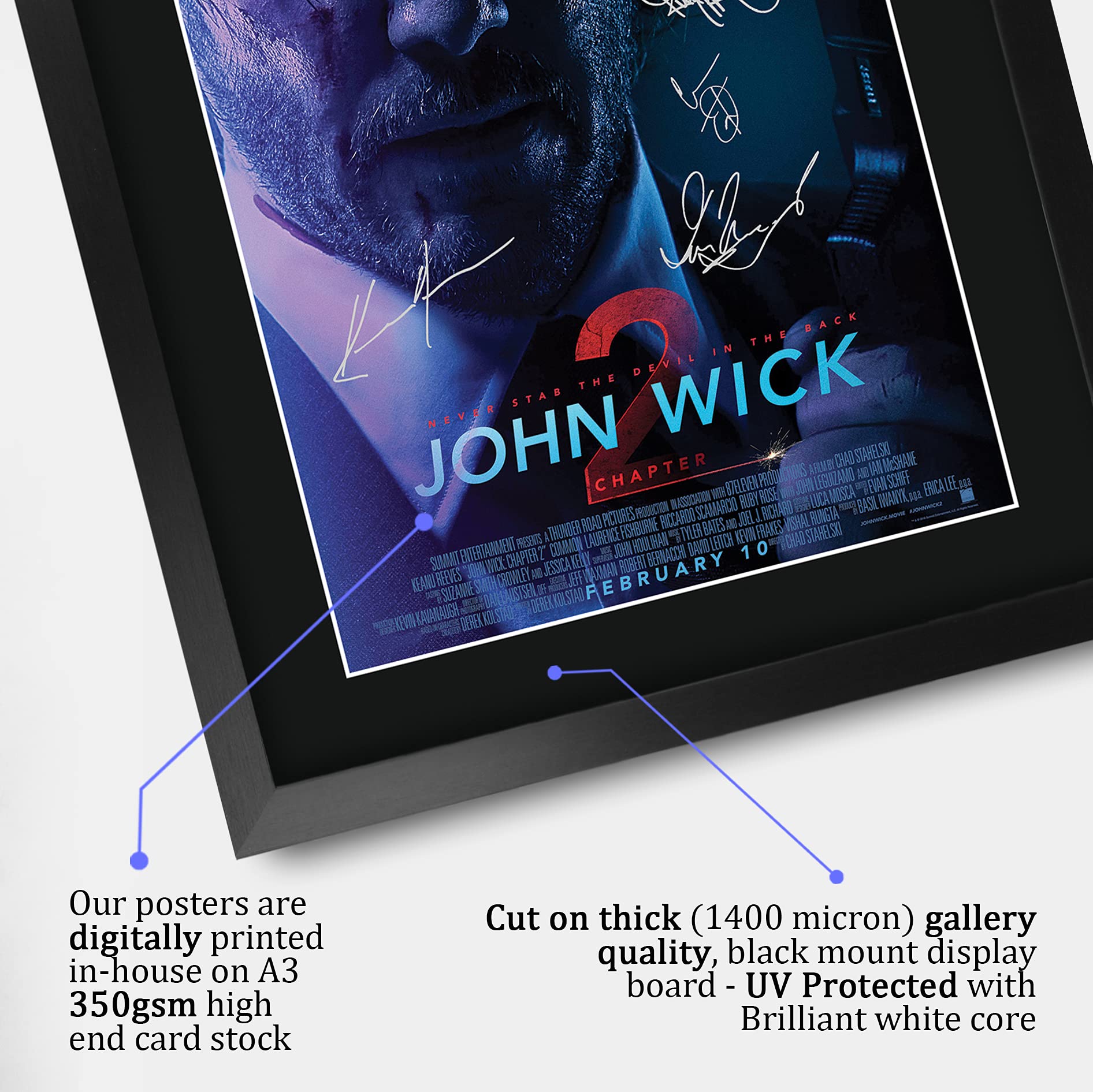 Hwc Trading John Wick 2 Keanu Reeves 16 X 12 Inch Framed Gifts Printed Poster Signed Autograph Picture For Movie Memorabilia Fan