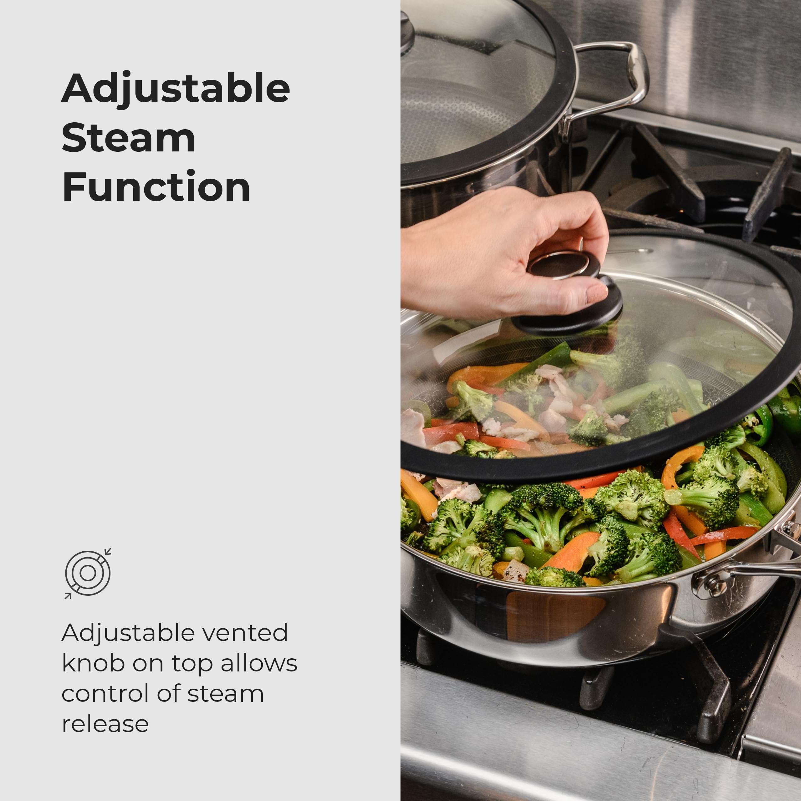 Black Cube Frieling Quick Release Cookware Tempered Glass Lid (9.5-Inch Diameter) With Silicone Rim - Pot Or Bakeware Lid