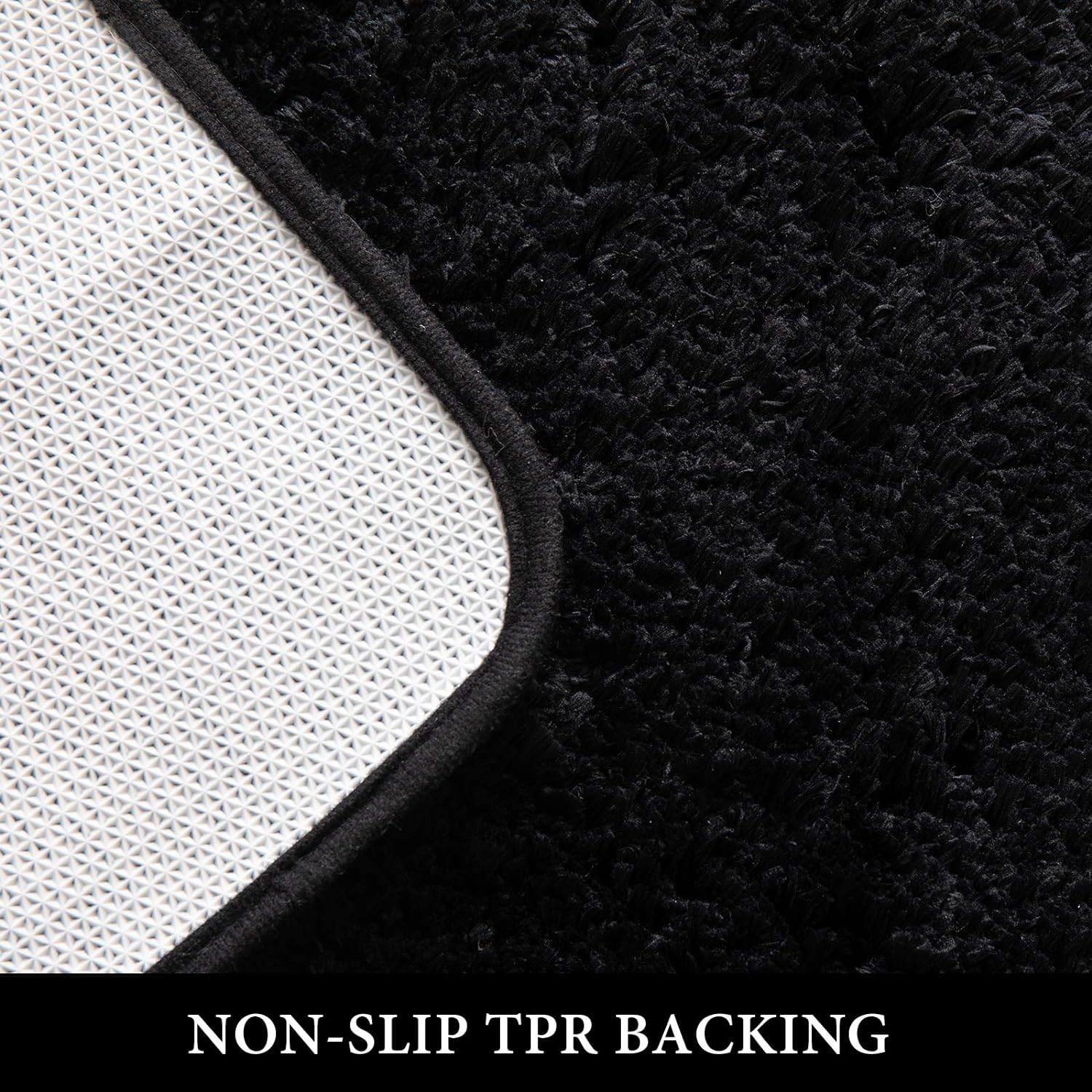 Miulee Black Bathroom Rugs Non Slip Bath Mat 24'' X 48'' Shaggy Soft Bath Rug Plush Microfiber Absorbent Water For Shower Tub Ma