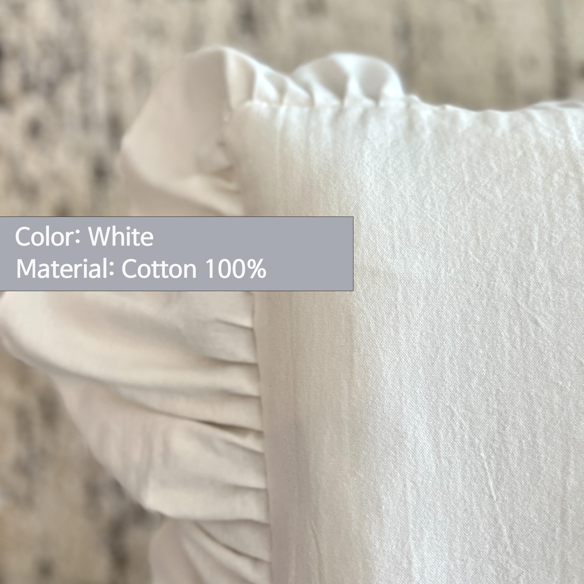 Cozymomdeco Korean Made Chair Pad Slipcover 17.7'X17.7' Chair Cushion Cover Ties With Ruffle Farmhouse Decor No Cushion Insert,