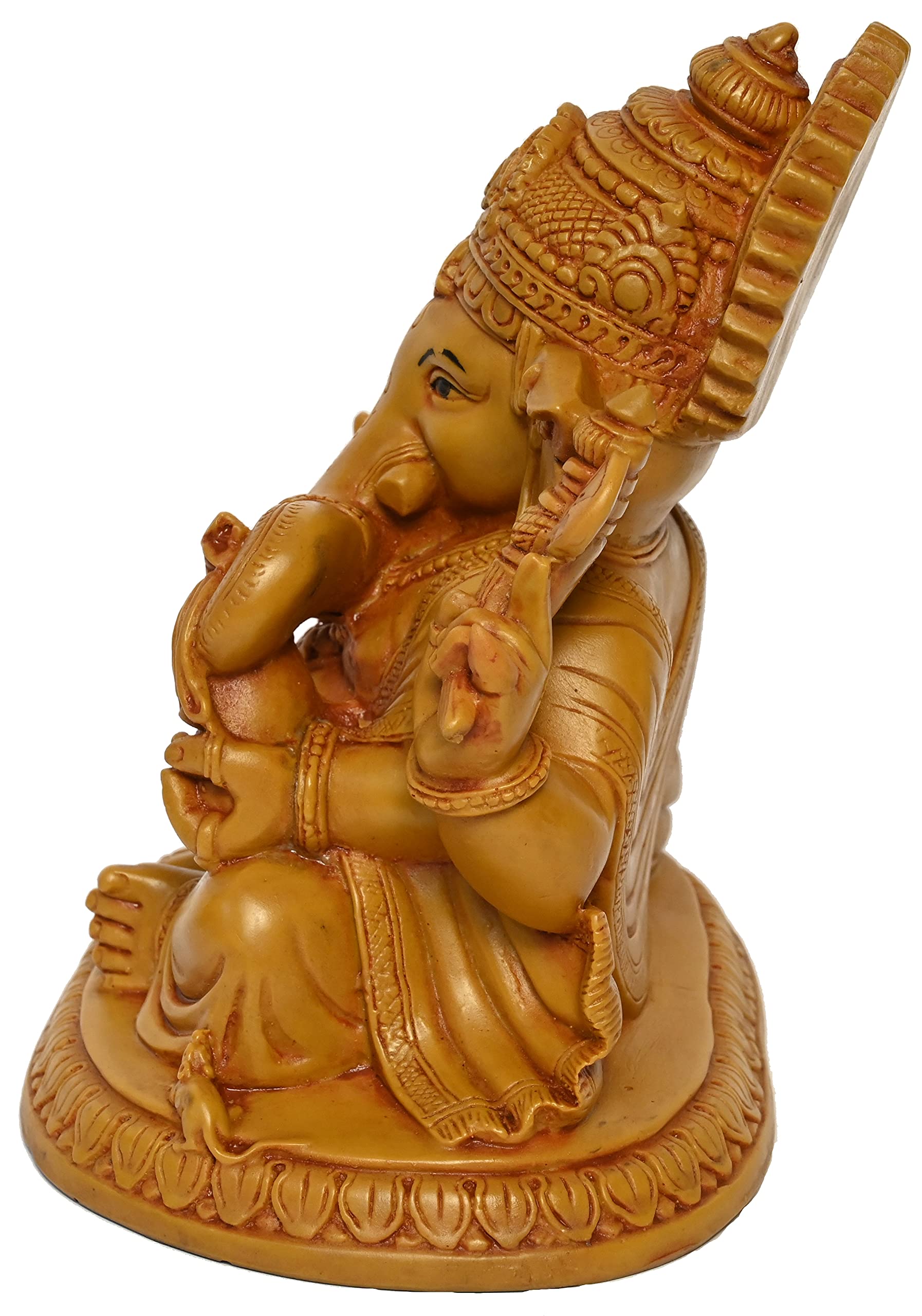 Karighar Ganpati Bappa/Ganesh Ji/Ganesha Idol For Home/Living Room/Puja Room/Gifting (Brown,5.15X6.75X7.10 Inches) D0073