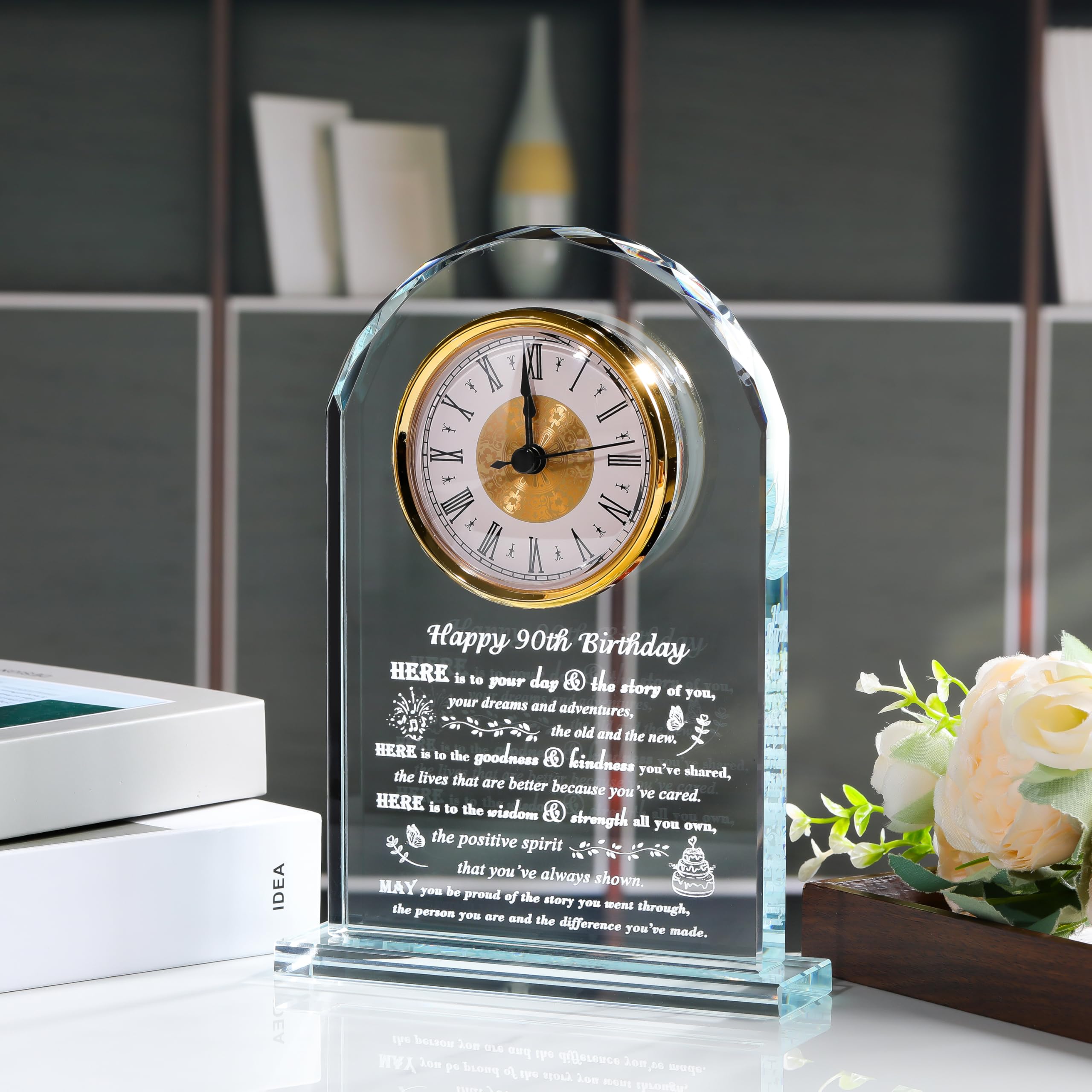 90th Birthday Gifts for Women Men - Crystal Clock Gifts Personalized 1935 90 Year Old Birthday Present for Her Him - Happy 90th