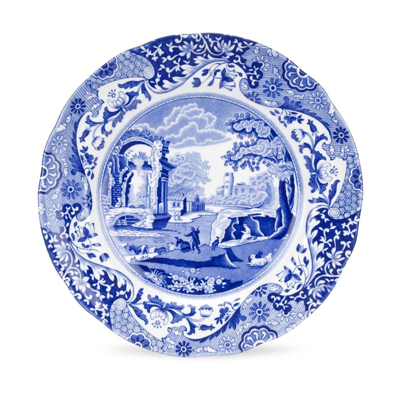 Spode Blue Italian 9-Inch Luncheon Plate - Porcelain Serving Plate for Lunch or Dessert - Eastern Inspired Pattern - Microwave &