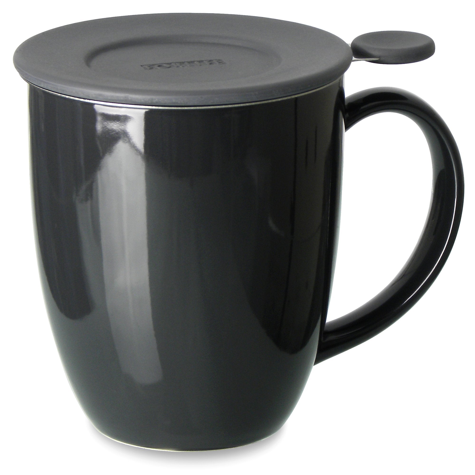 FORLIFE Uni BrewinMug with Tea Infuser and Lid, 16Ounce, Black Graphite