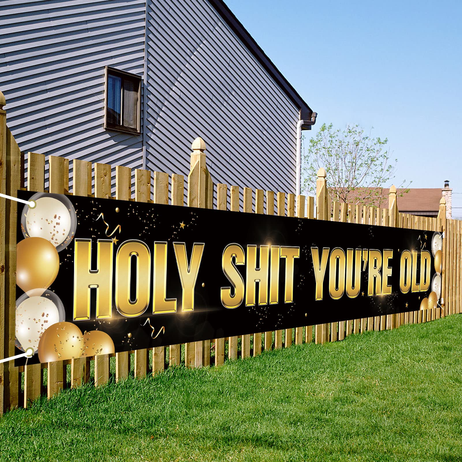 Ushinemi Holy Shit Youre Old Banner, Large Hilarious Birthday Decorations For Men Women, 30Th 40Th 50H 60Th 70Th 80Th 90Th Birth