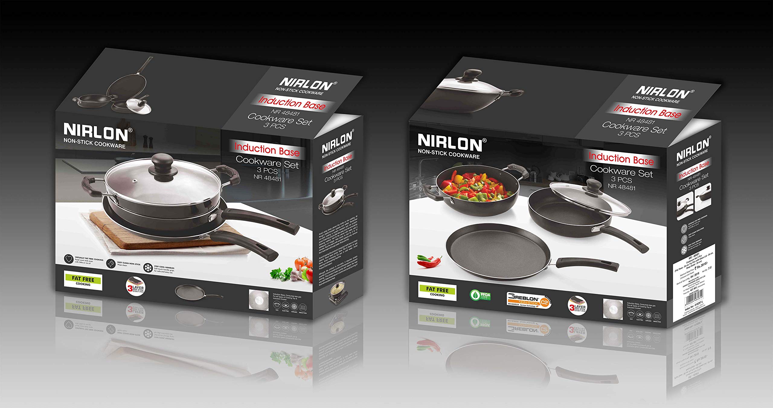 Nirlon Kitchen Ware Induction Base NonStick Cookware Set