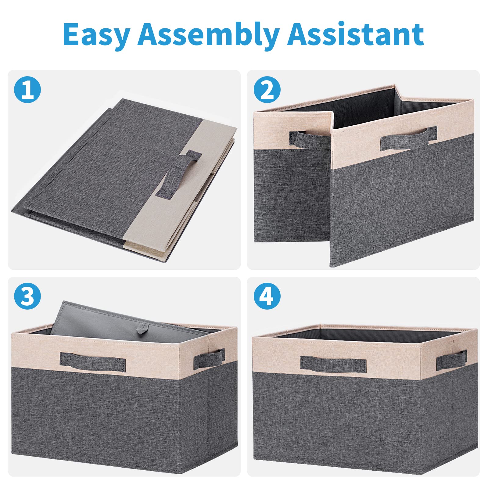 Ghvyennttes Large Fabric Storage Bins For Shelves With 3 Handles, 15X11X9.6In Closet Storage Bins, Sturdy Foldable Storage Baske