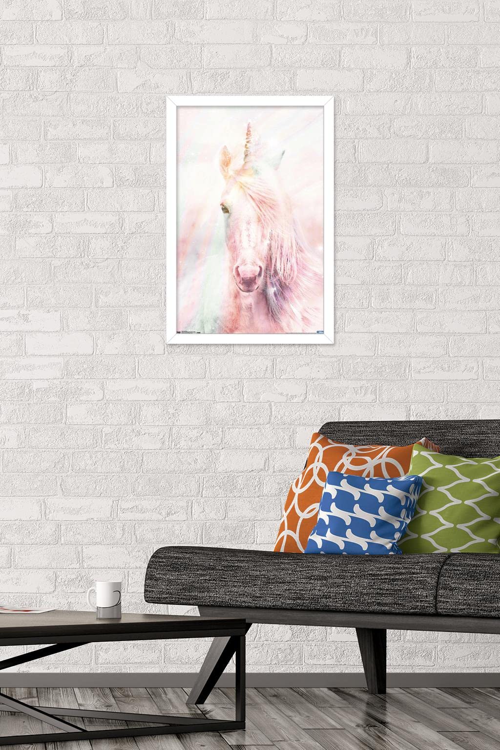 Trends International Pink Unicorn Wall Poster, 14.725'' X 22.375'', White Framed Version