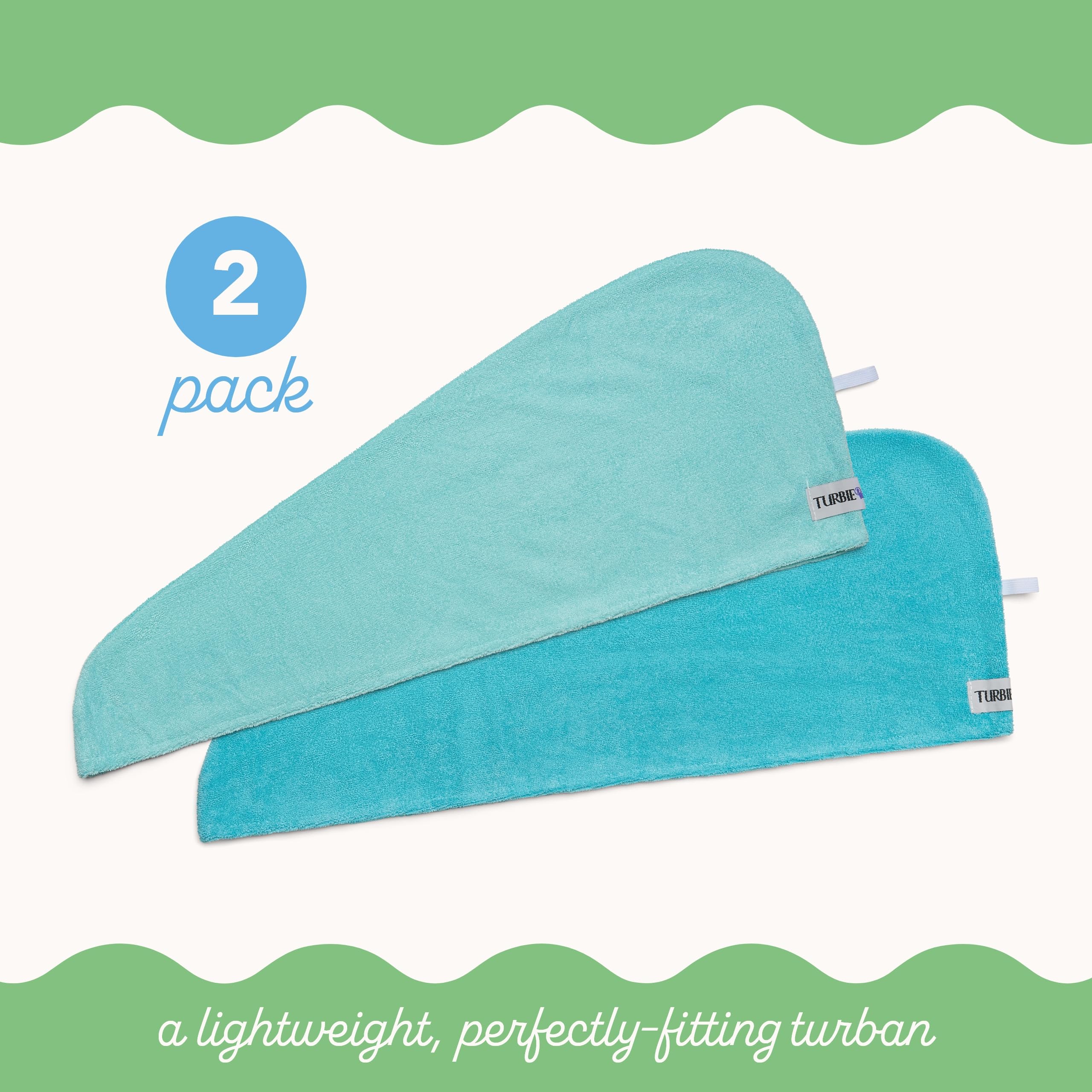 Turbie Twist 2-Pack Microfiber Hair Towel for Beauty, Travel, Gifting - Wrap Turban for Straight, Wavy & Curly Hair - Premium Pe