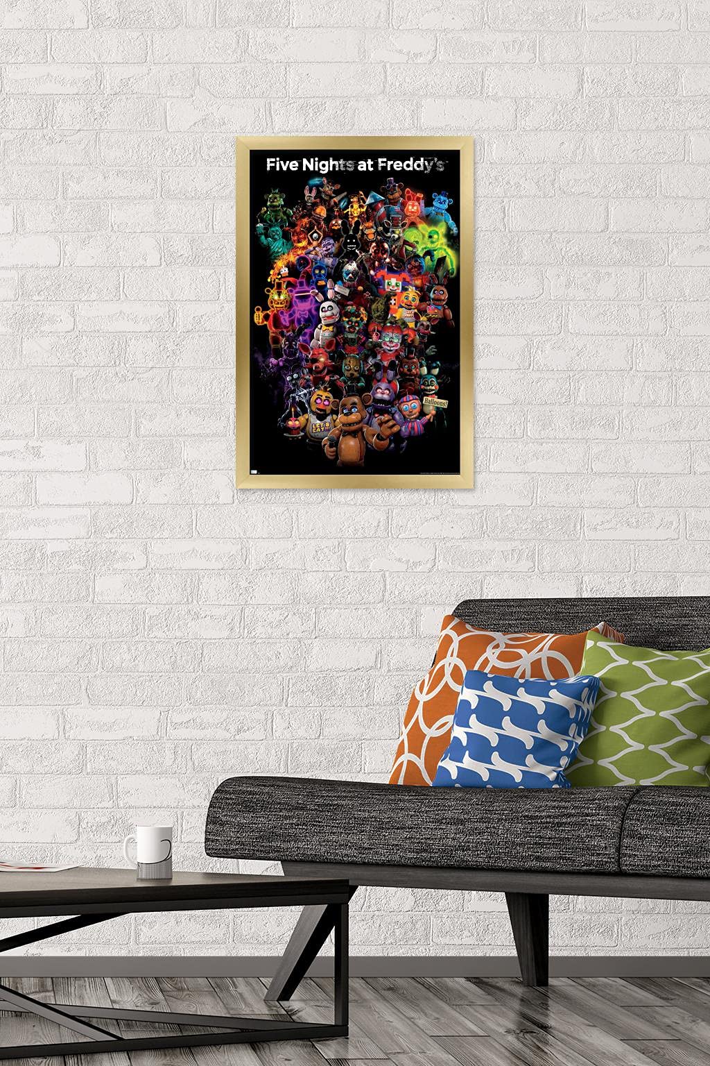 Trends International Five Nights At Freddy'S: Special Delivery - Collage Wall Poster, 14.72'' X 22.37'', Gold Framed Version